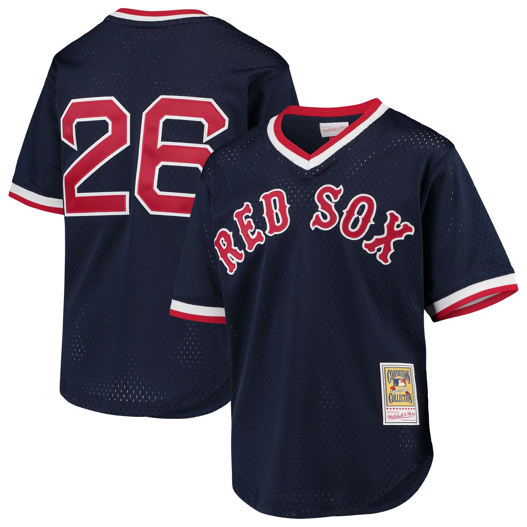 Wade Boggs Boston Red Sox Mitchell & Ness Youth Cooperstown Collection Mesh Batting Practice Jersey - Navy - vstockx