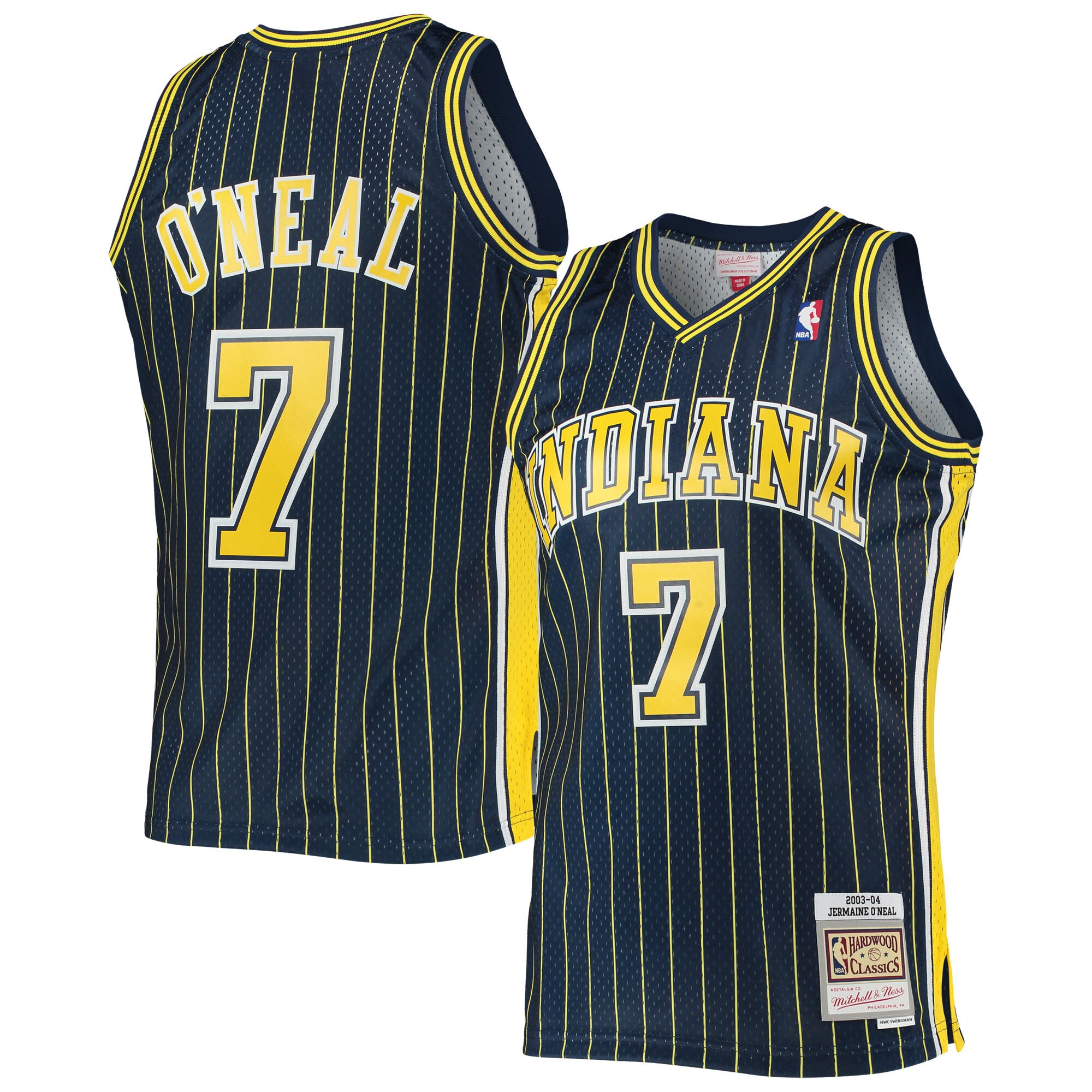 Jermaine O'Neal Indiana Pacers Mitchell & Ness Hardwood Classics Swingman Jersey - Navy - vstockx
