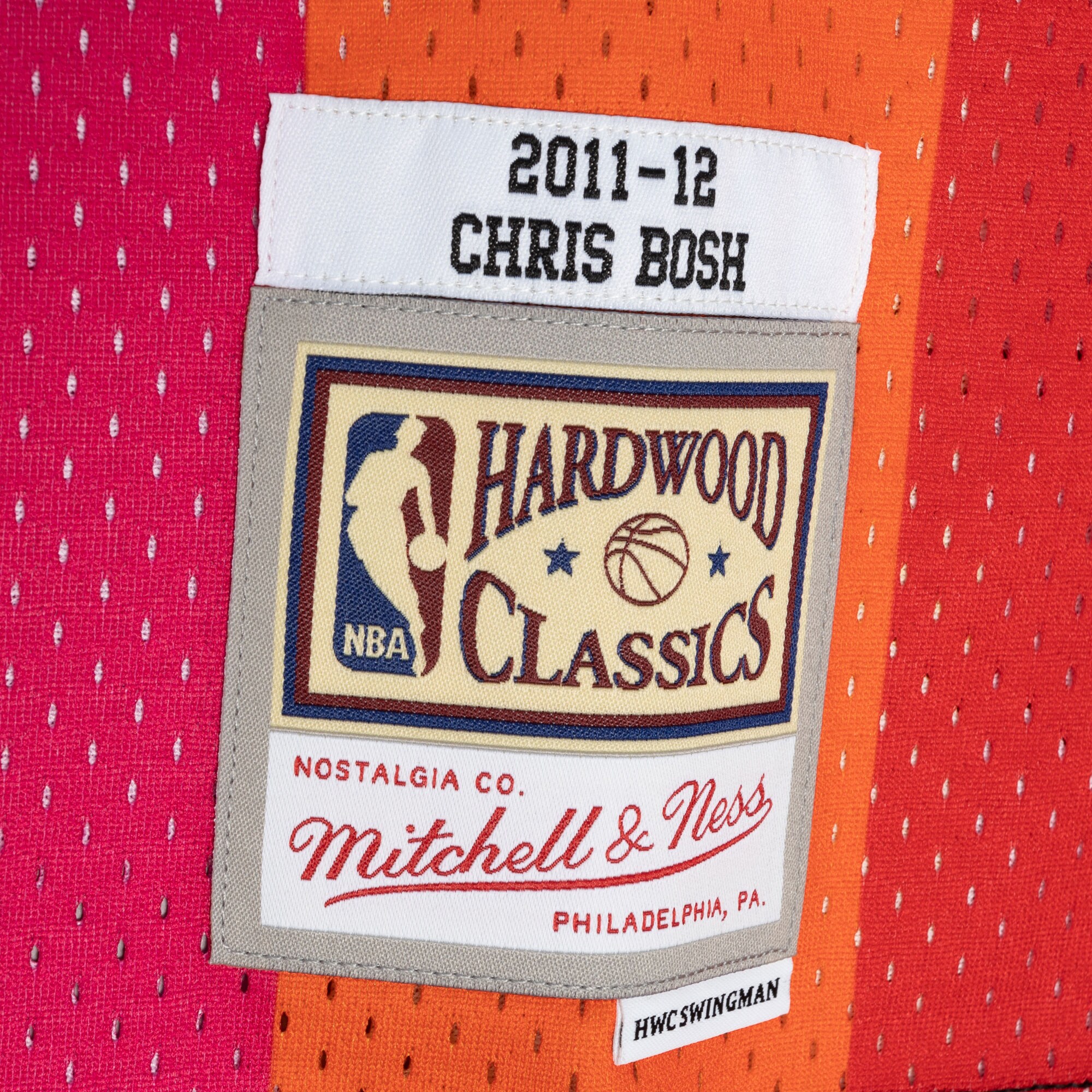 Chris Bosh Miami Heat Mitchell & Ness Hardwood Classics 2011/12 Split Swingman Jersey - Black/Red - vstockx