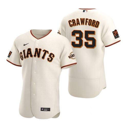 Youth San Francisco Giants Brandon Crawford Cool Base Replica Jersey Cream - vstockx
