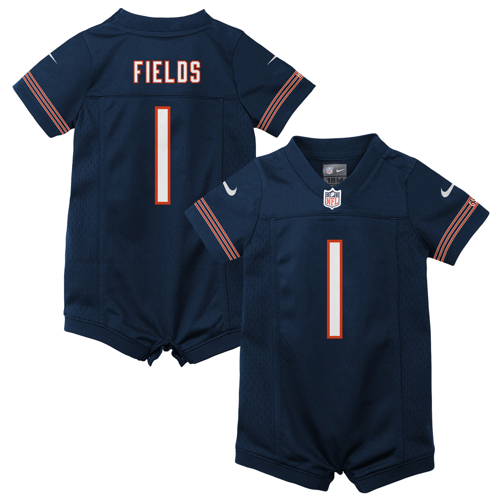 Justin Fields Chicago Bears Nike Newborn & Infant Game Romper Jersey - Navy - vstockx