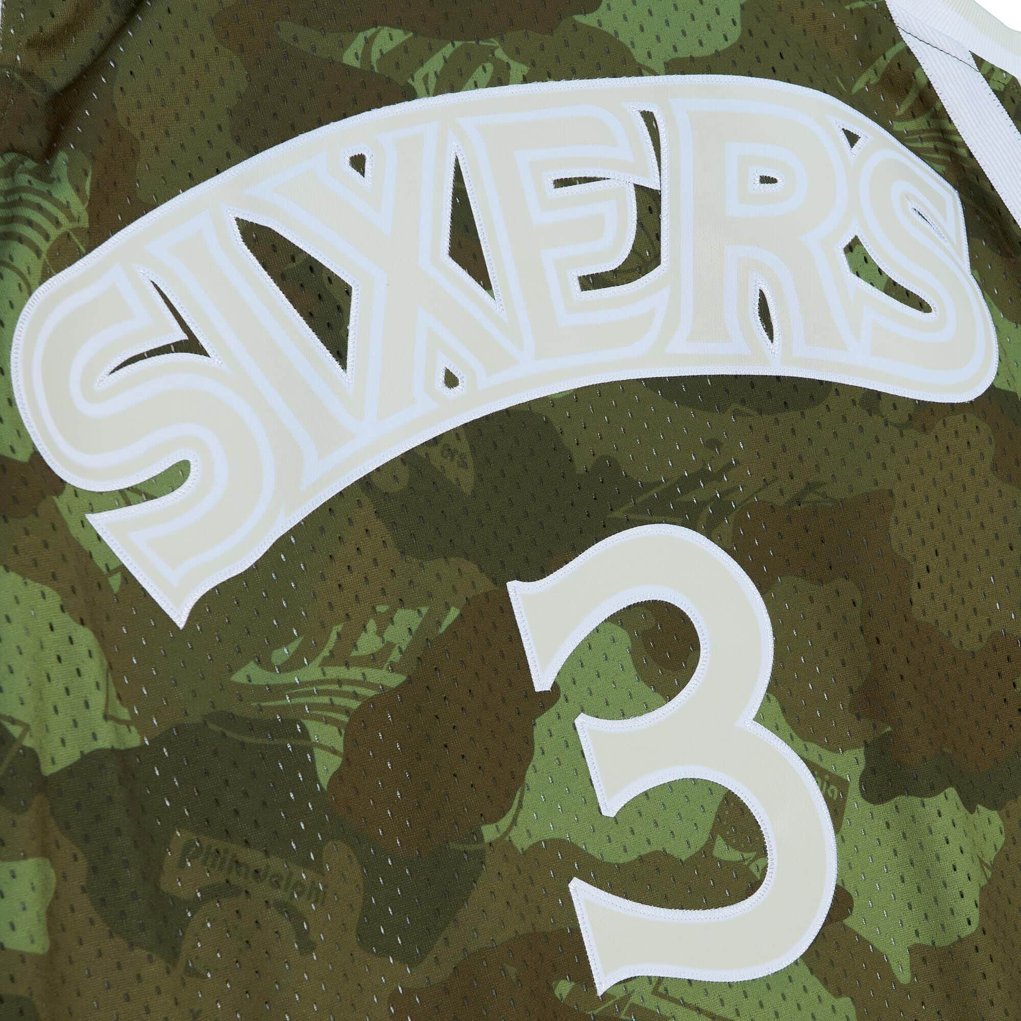Ghost Green Camo Swingman Allen Iverson Philadelphia 76ers 1996-97 Jersey - vstockx