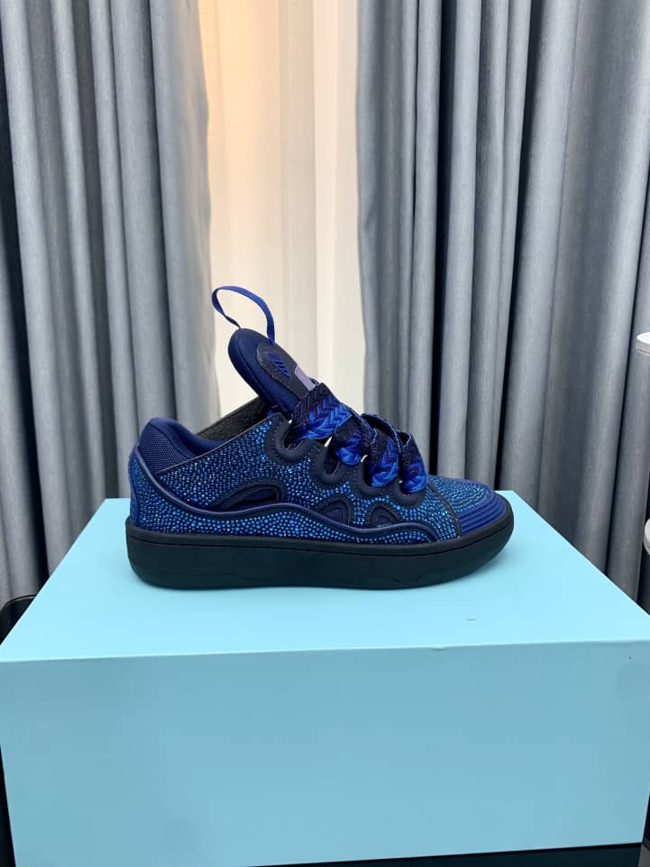 Lanvin Curb Sneakers Rhinestones Majorelle Blue - vstockx