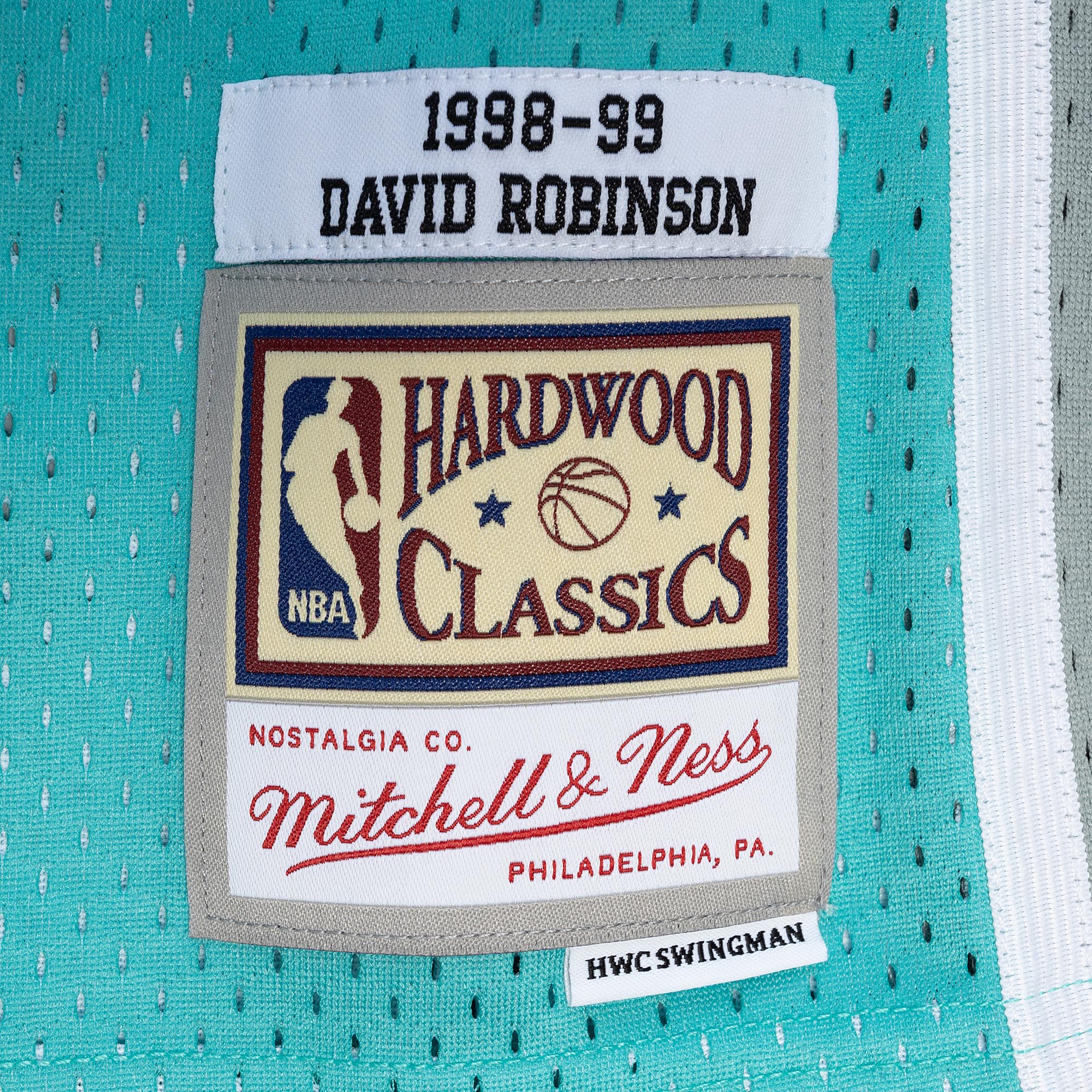 David Robinson San Antonio Spurs Mitchell & Ness Hardwood Classics 1998/99 Split Swingman Jersey - Black/Teal - vstockx
