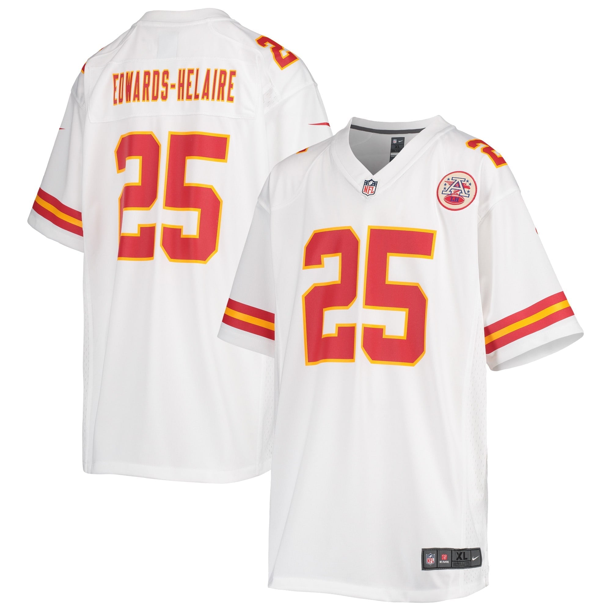 Youth Nike Clyde Edwards-Helaire White Kansas City Chiefs Game Jersey - vstockx