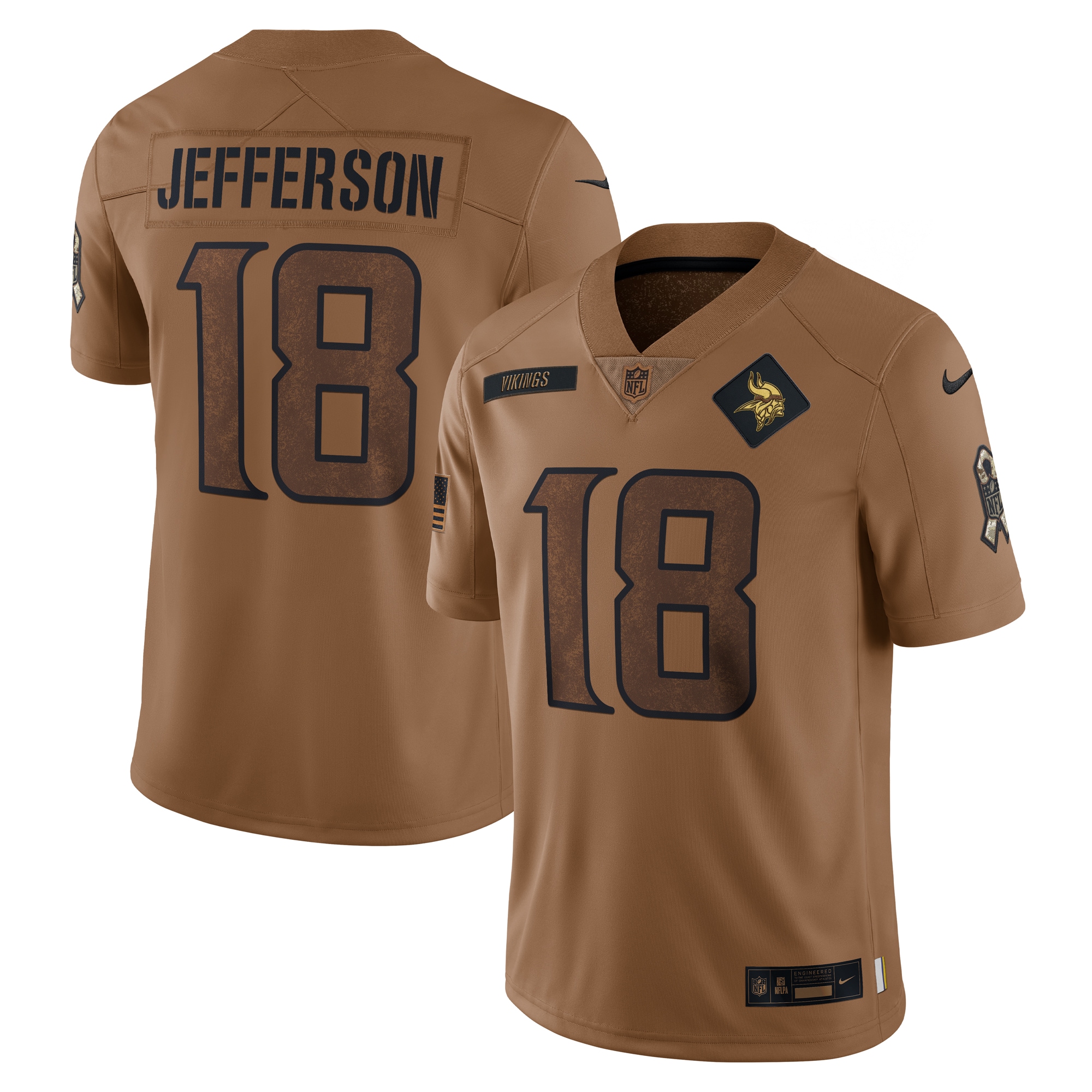 Justin Jefferson Minnesota Vikings Nike 2023 Salute To Service Limited Jersey - Brown - vstockx