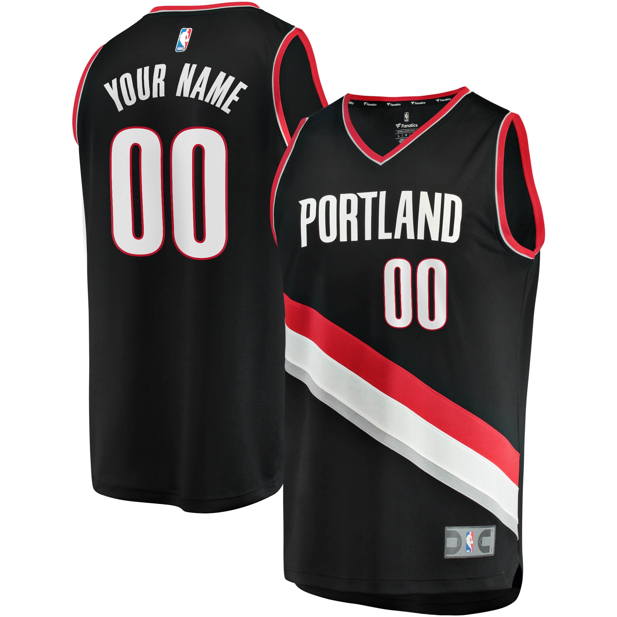 Portland Trail Blazers Fanatics Branded Fast Break Custom Replica Jersey Black - Icon Edition - vstockx