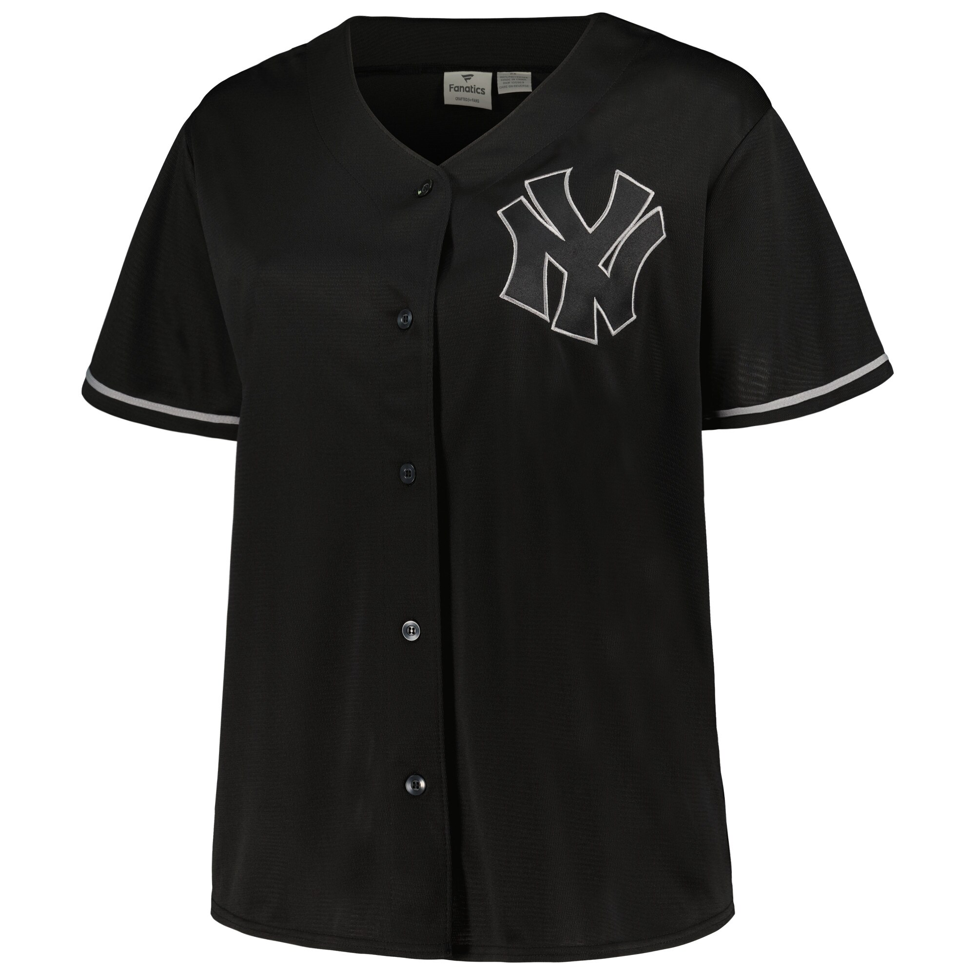 New York Yankees Women's Plus Size Pop Fashion Button-Up Jersey - Black/Navy - vstockx