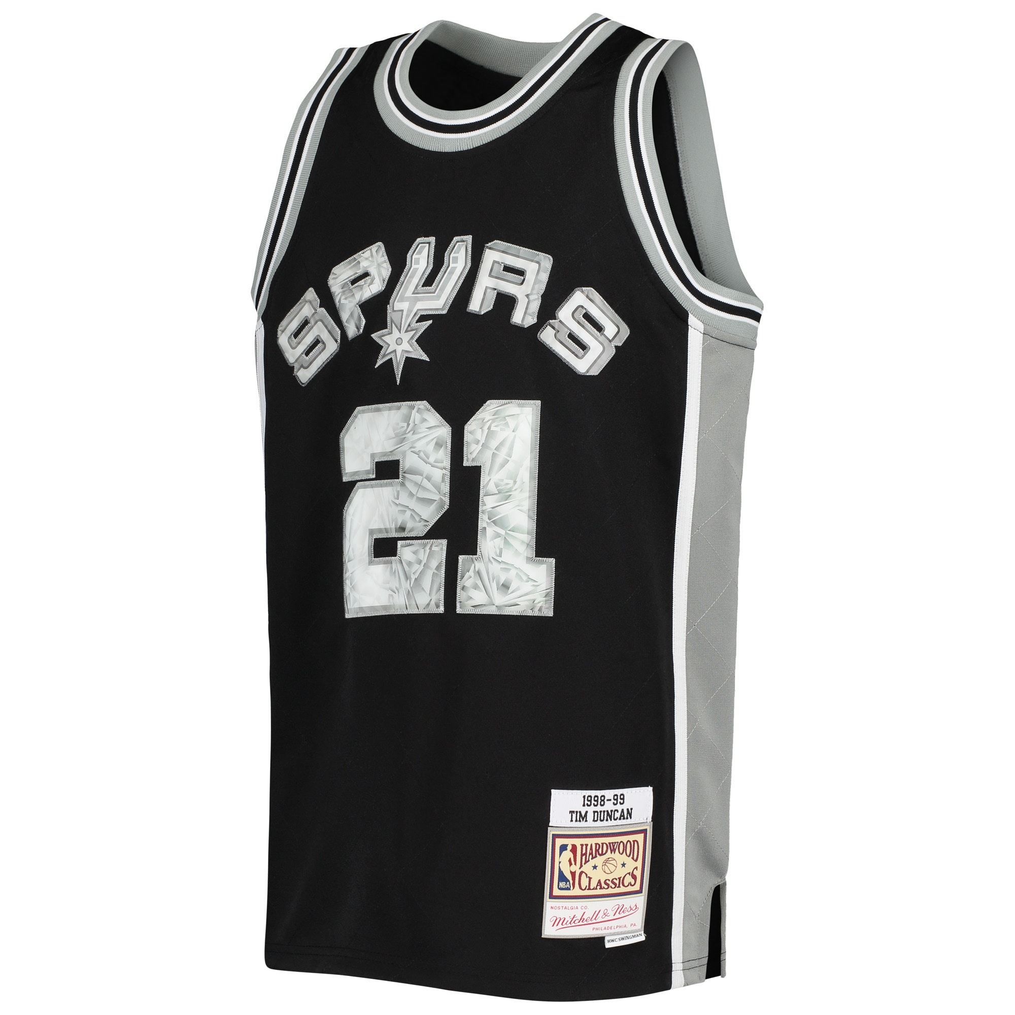 Tim Duncan San Antonio Spurs Mitchell & Ness Youth Hardwood Classics 75th Anniversary Diamond Jersey - vstockx