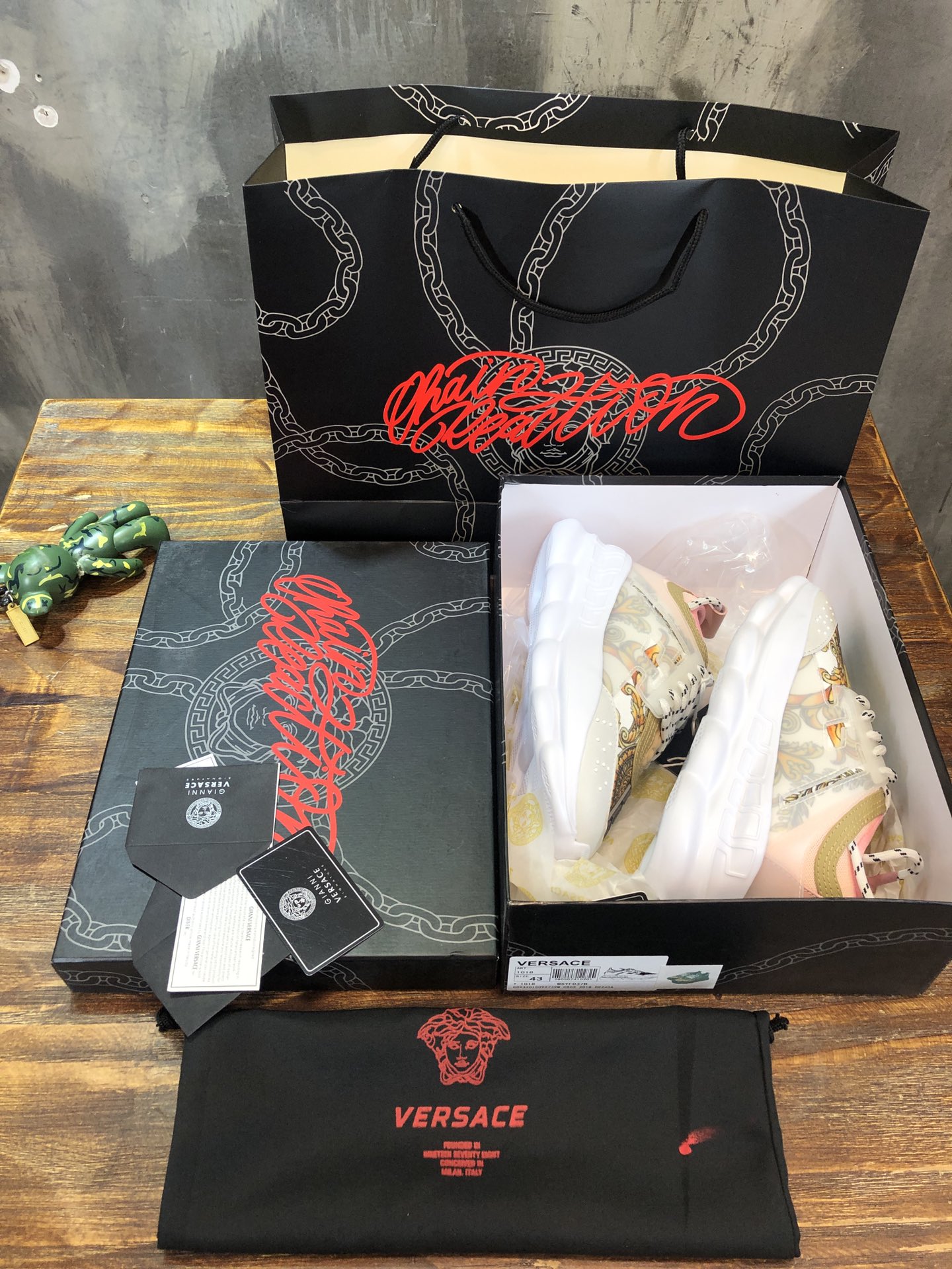 Versace Chain Reaction White Pink Yellow Barocco (W) - vstockx