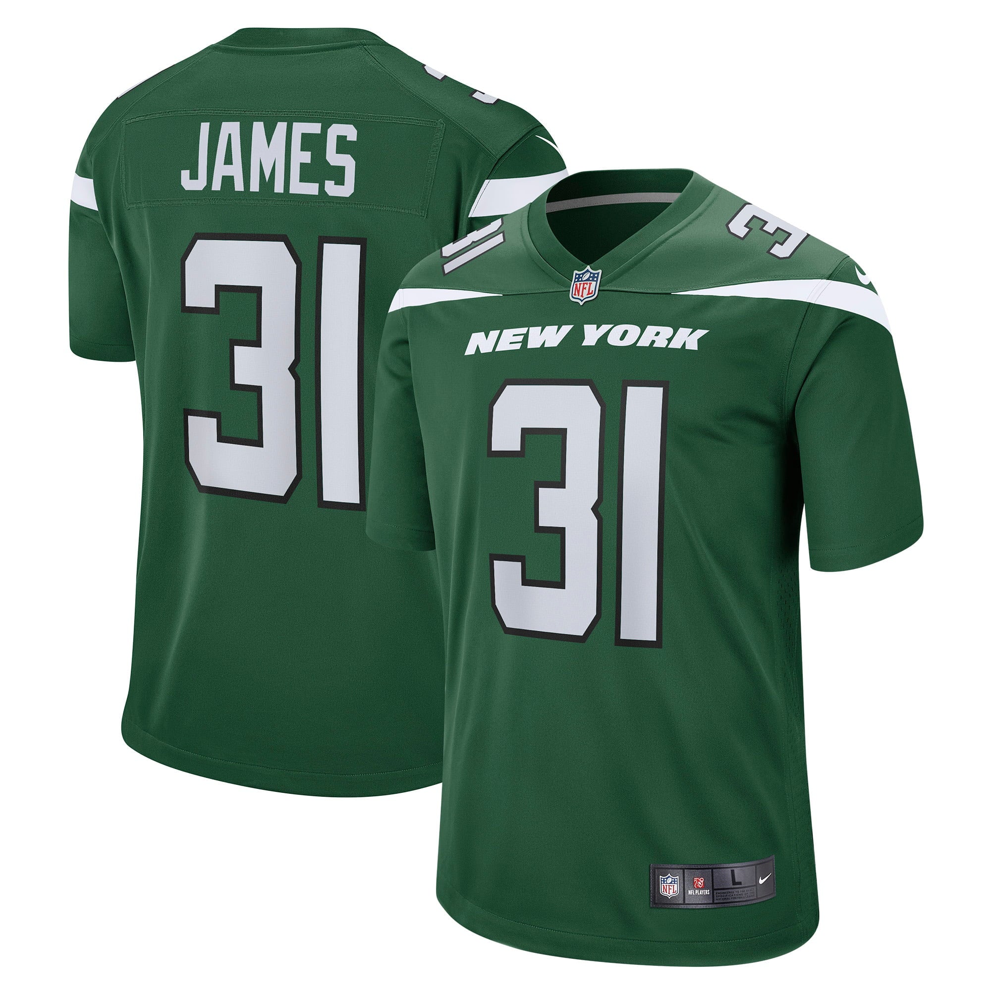 Men's Nike Craig James Gotham Green New York Jets Game Player Jersey - vstockx
