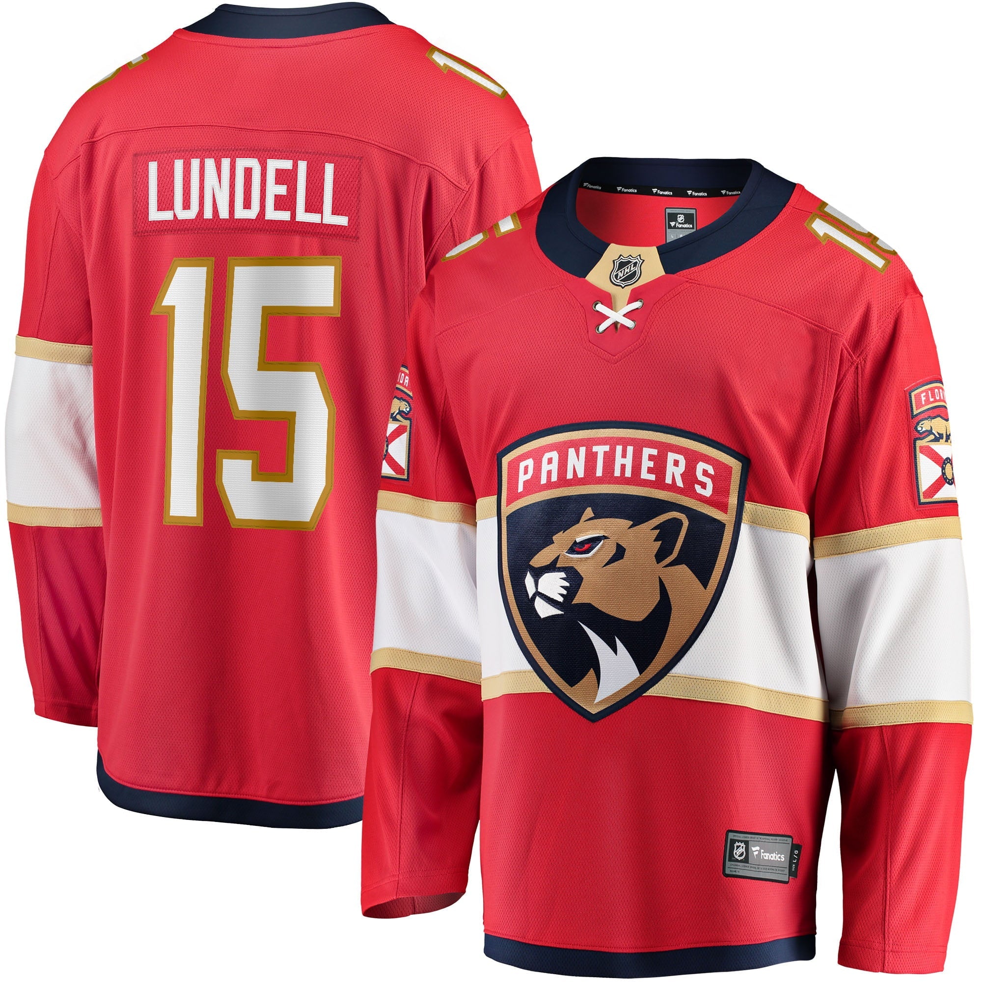 Men's Fanatics Branded Anton Lundell Red Florida Panthers Home Breakaway Player Jersey - vstockx