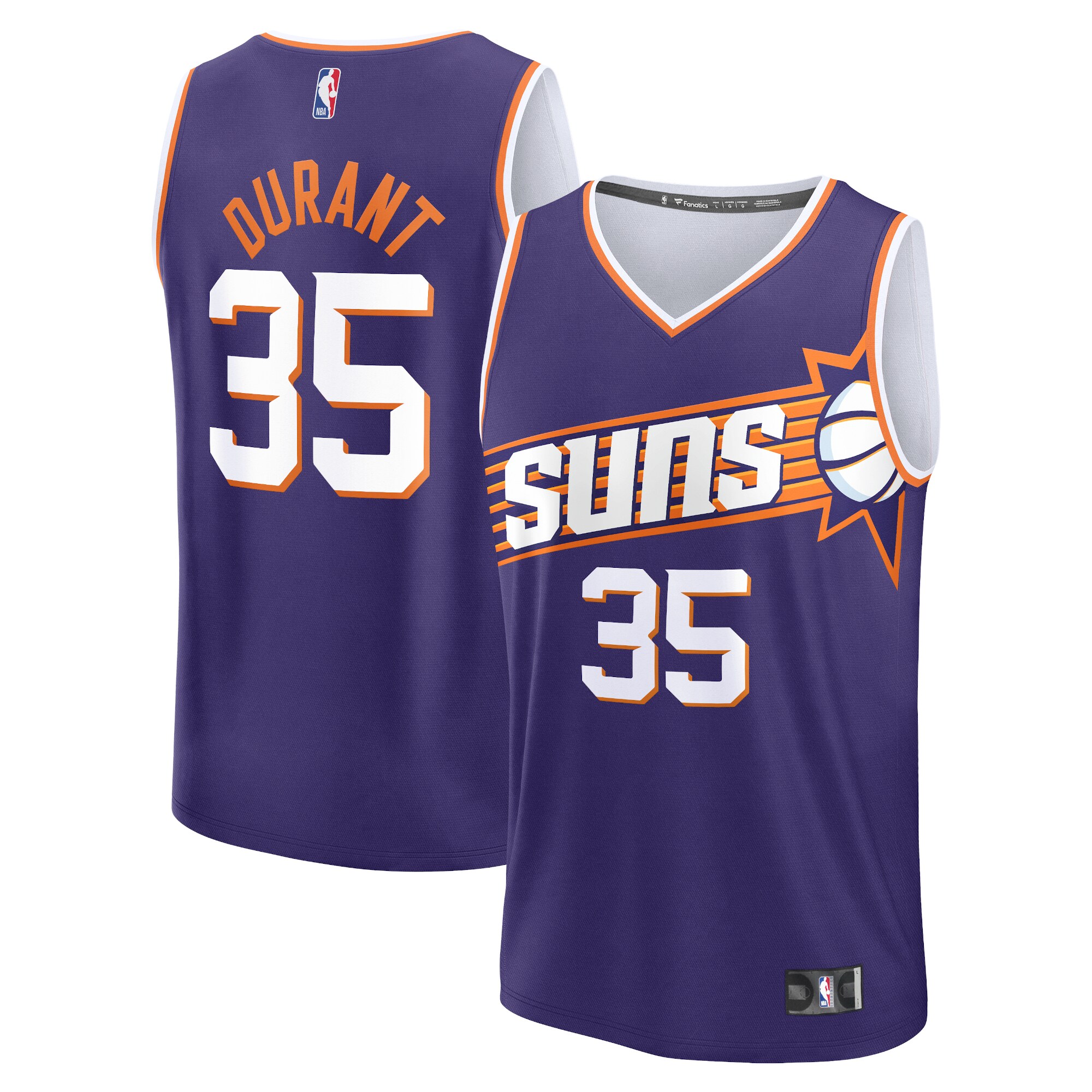 Kevin Durant Phoenix Suns Fanatics Branded Youth Fast Break Player Jersey - Icon Edition - Purple - vstockx