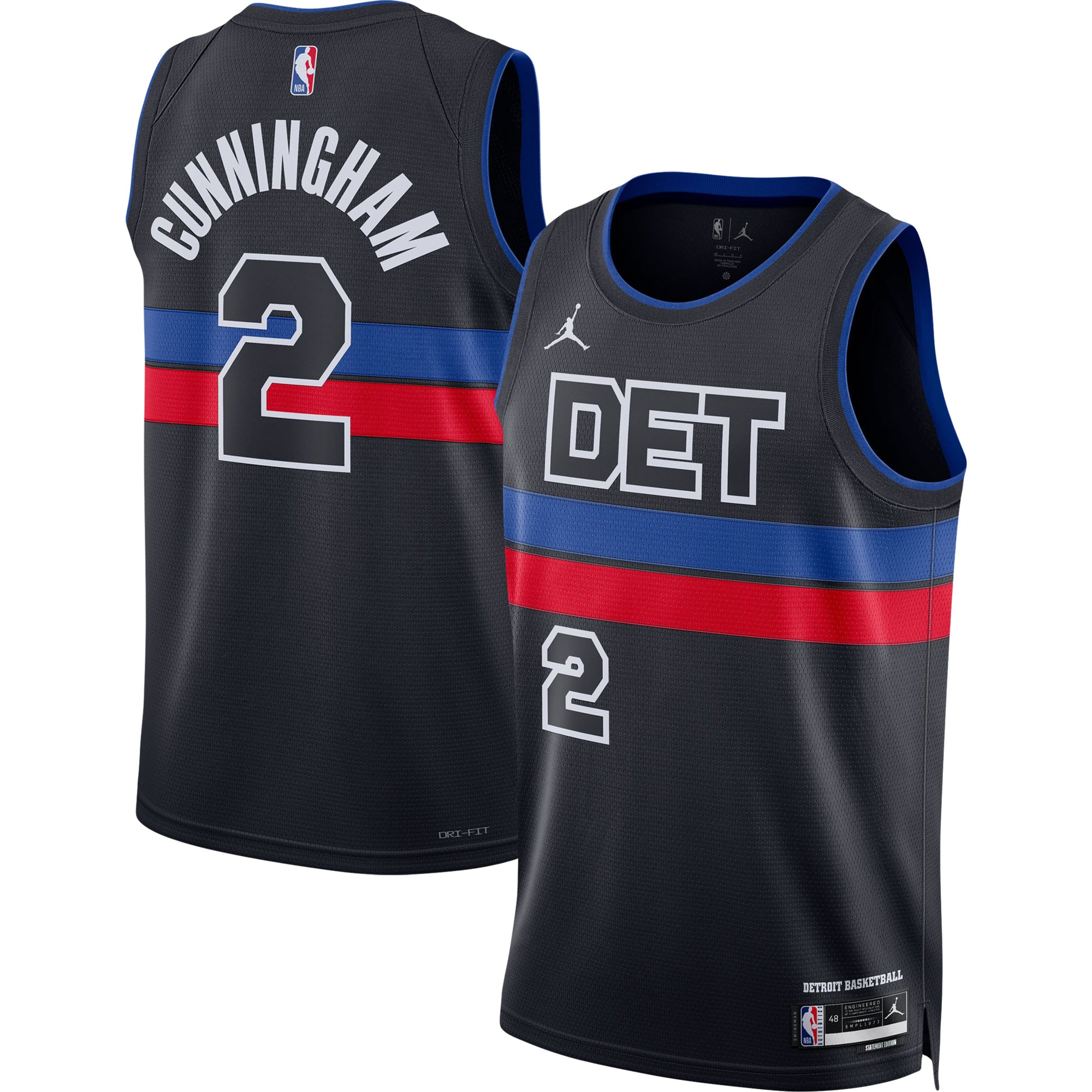 Cade Cunningham Detroit Pistons Jordans Brand Unisex Swingman Jersey - Statement Edition - Black - vstockx