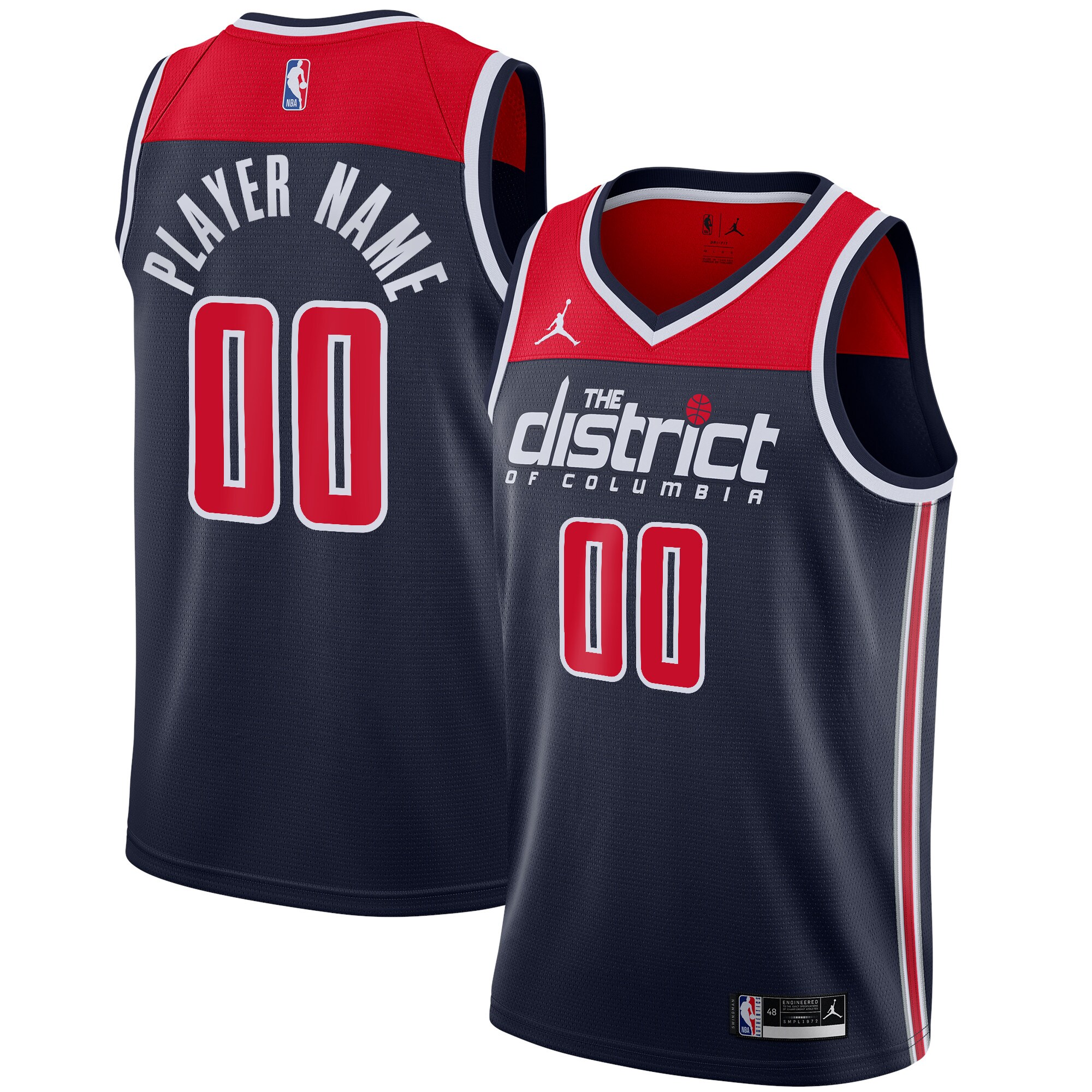 Washington Wizards Jordans Brand Swingman Custom Jersey - Statement Edition - Navy - vstockx