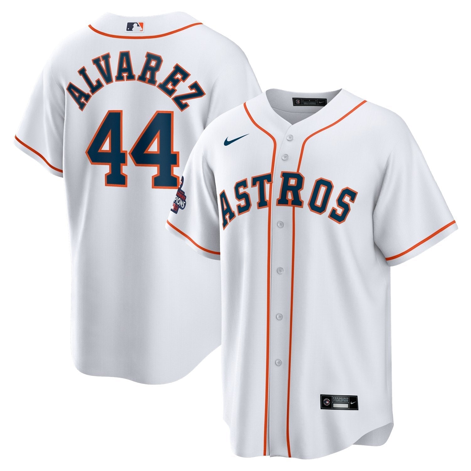 Nike Men's Houston Astros Yordan Alvarez 2022 World Series Champs Replica Jersey - vstockx