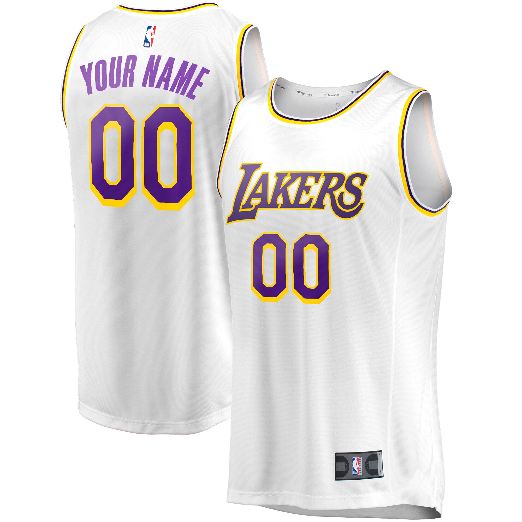 Los Angeles Lakers Fanatics Branded Fast Break Custom Replica Jersey - Association Edition - White - vstockx
