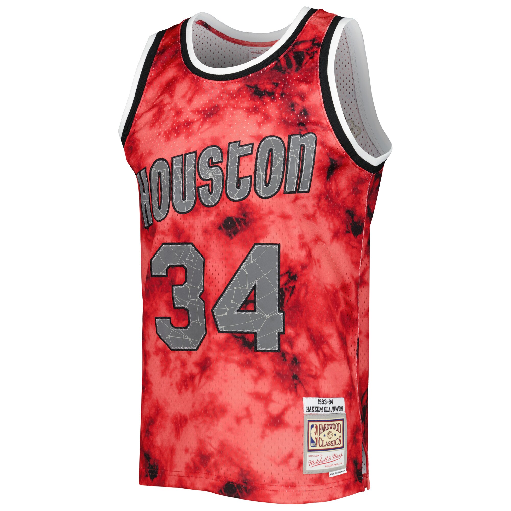 Hakeem Olajuwon Houston Rockets Mitchell & Ness 1993/94 Galaxy Swingman Jersey - Red - vstockx