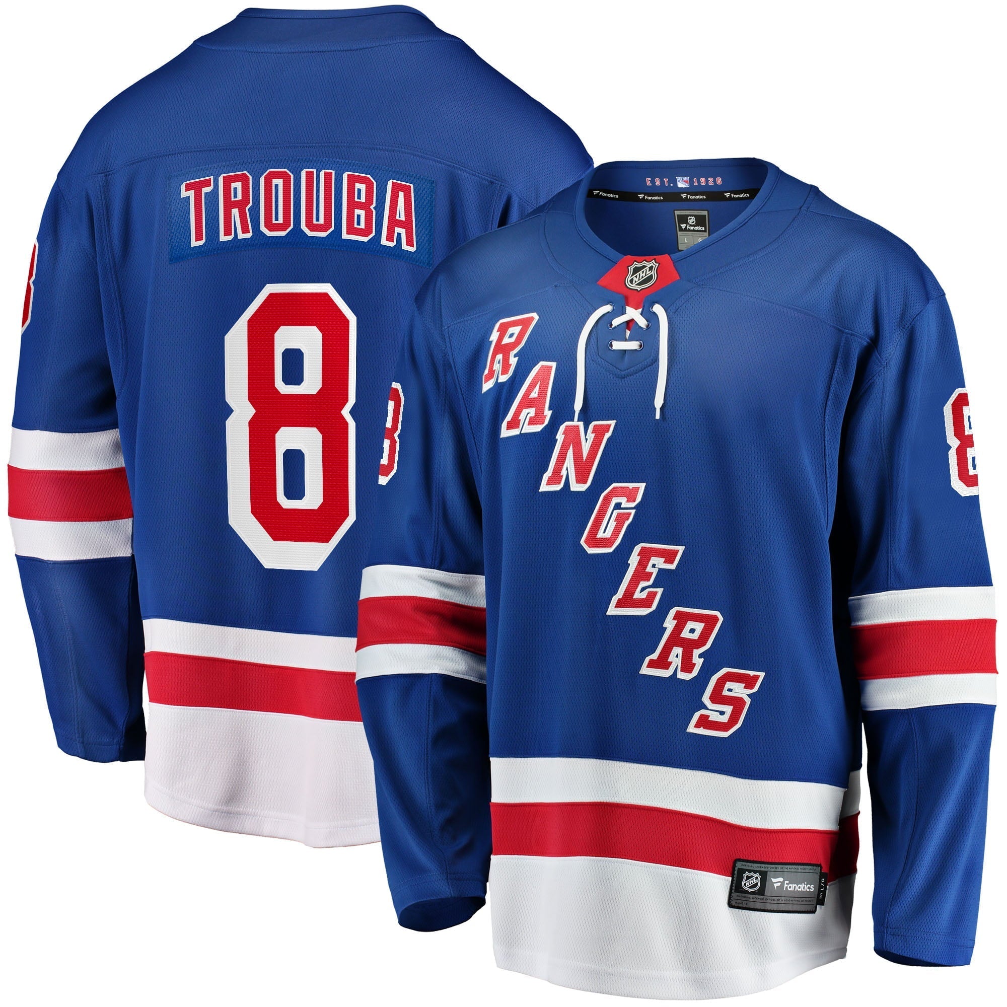 Men's Fanatics Branded Jacob Trouba Blue New York Rangers Home Breakaway Jersey - vstockx