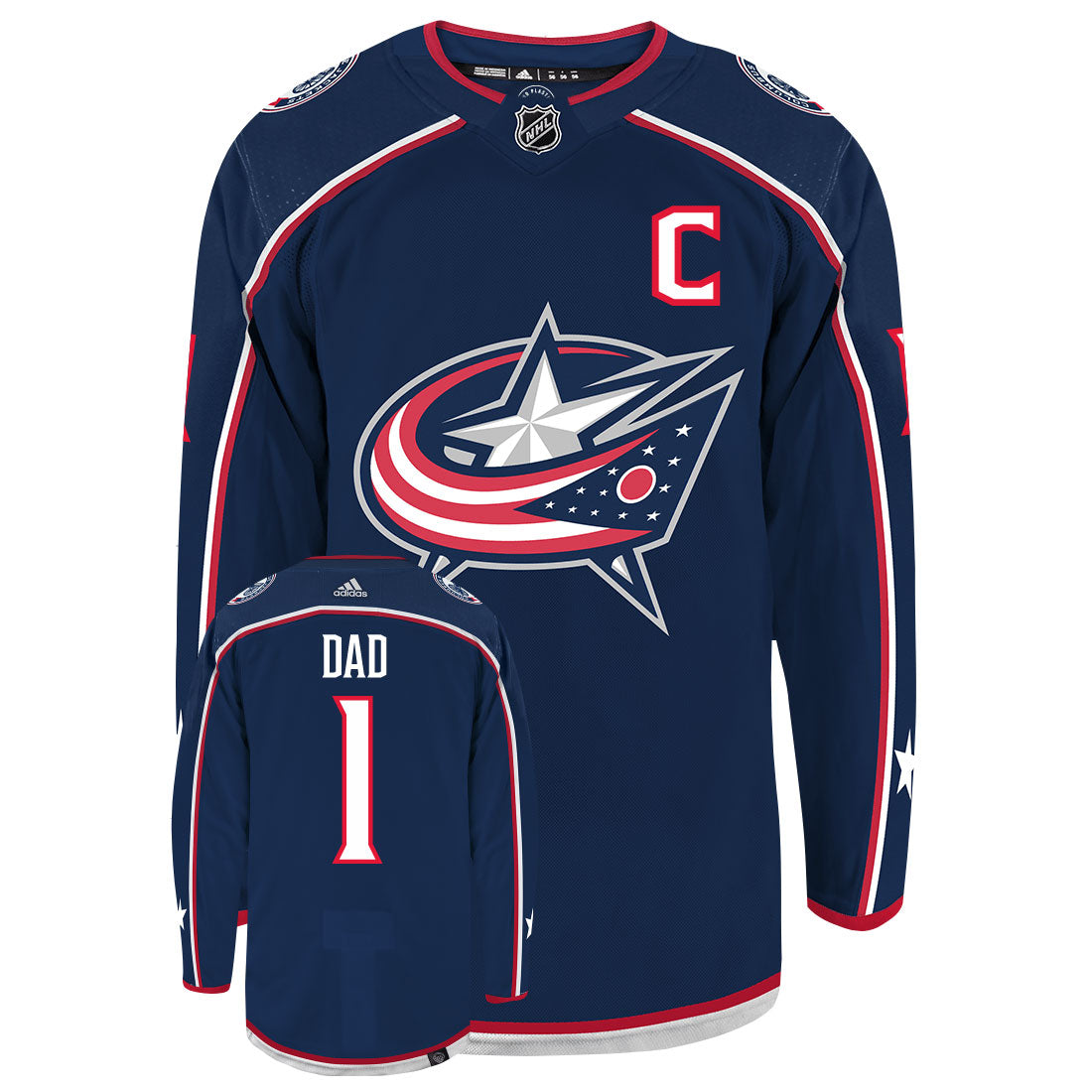 Columbus Blue Jackets Dad Number One Adidas Primegreen Authentic NHL Hockey Jersey - vstockx