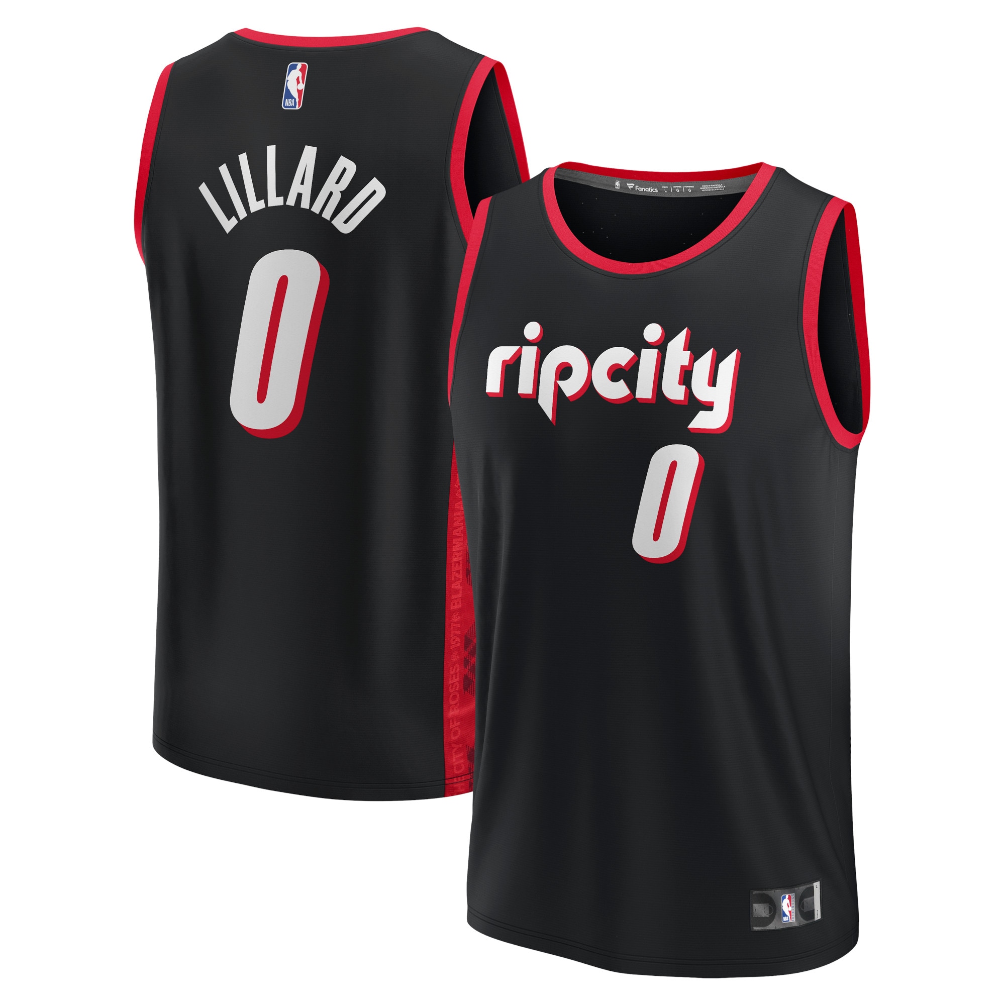 Damian Lillard Portland Trail Blazers Fanatics Branded 2021/22 Fast Break Replica Jersey - City Edition - Black - vstockx