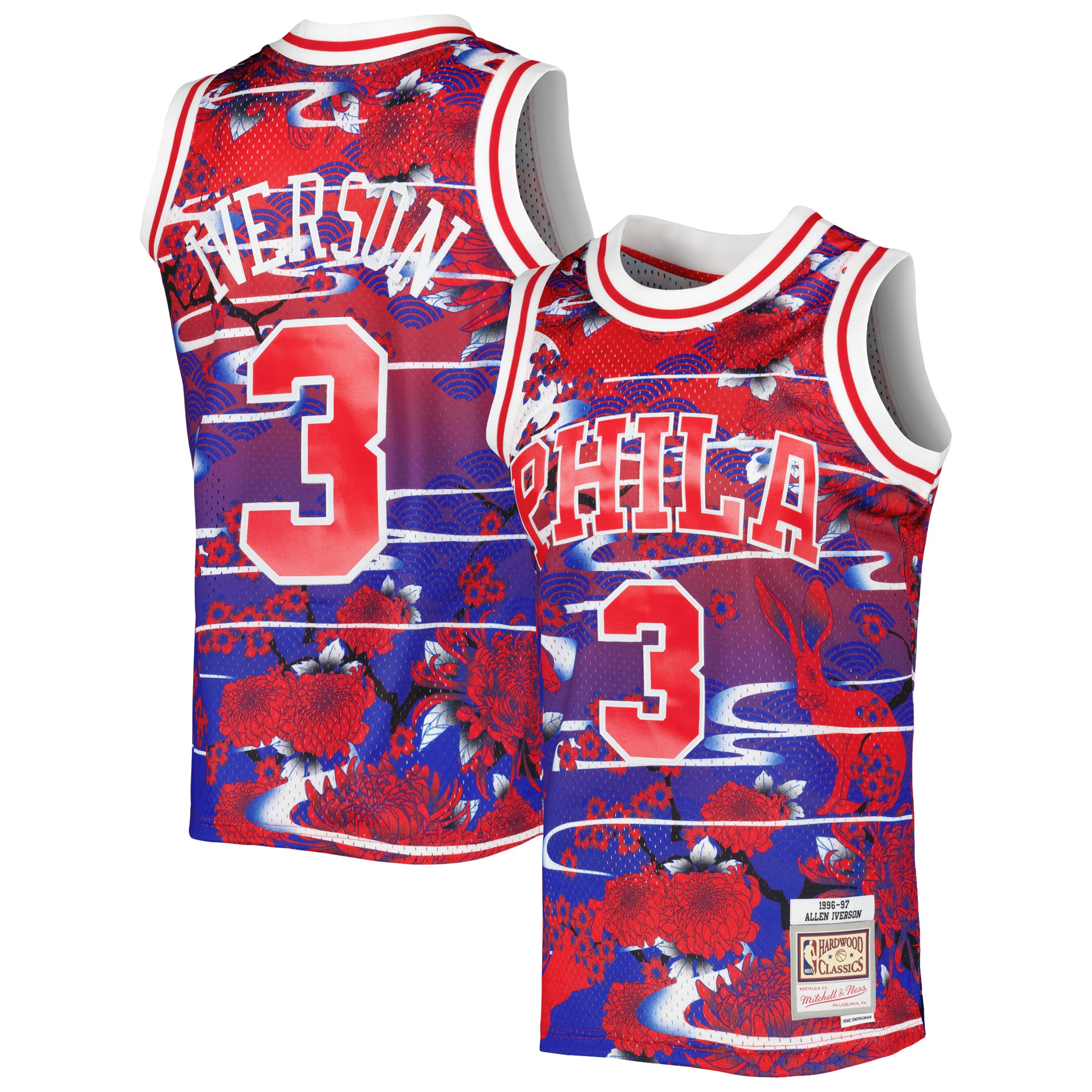 Allen Iverson Philadelphia 76ers Mitchell & Ness Hardwood Classics Lunar New Year Swingman Jersey - Red - vstockx