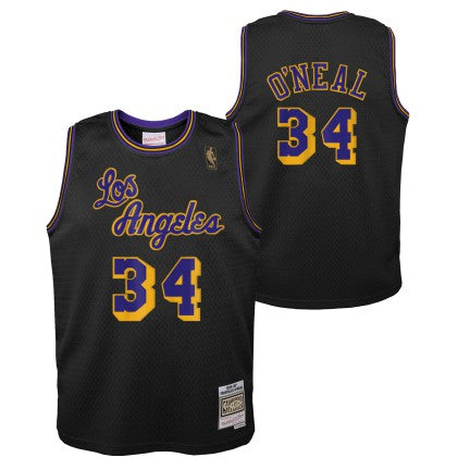 Youth Los Angeles Lakers Shaquille O'Neal Mitchell & Ness 1996-97 Hardwood Classics Reload 2.0 Swingman Jersey-Black - vstockx