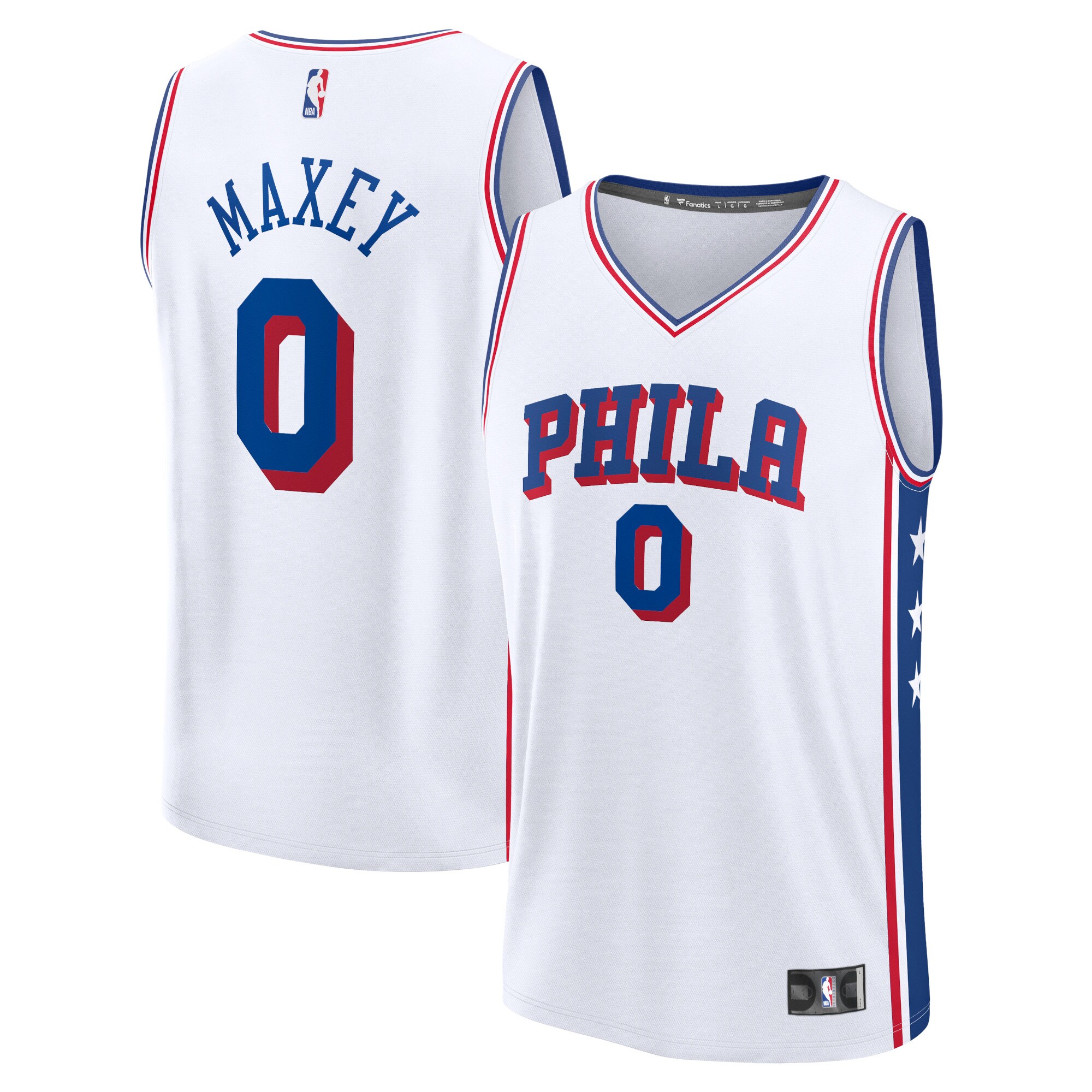 Tyrese Maxey Philadelphia 76ers Fanatics Branded 2023/24 Fast Break Replica Jersey - Association Edition - White - vstockx