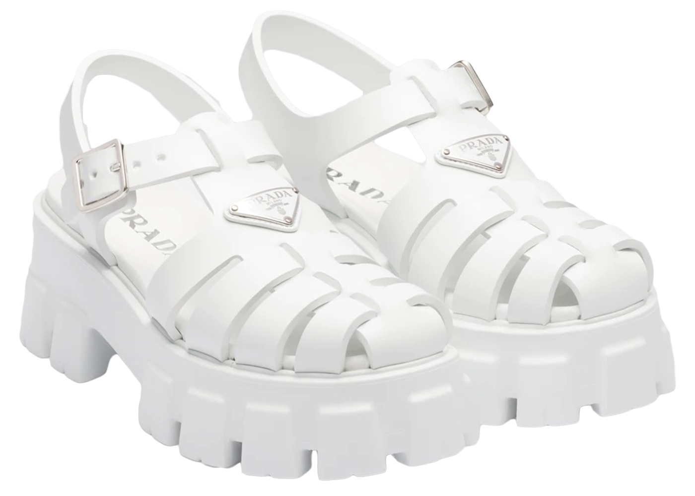Prada Monolith Foam Rubber 55mm Sandals White - vstockx