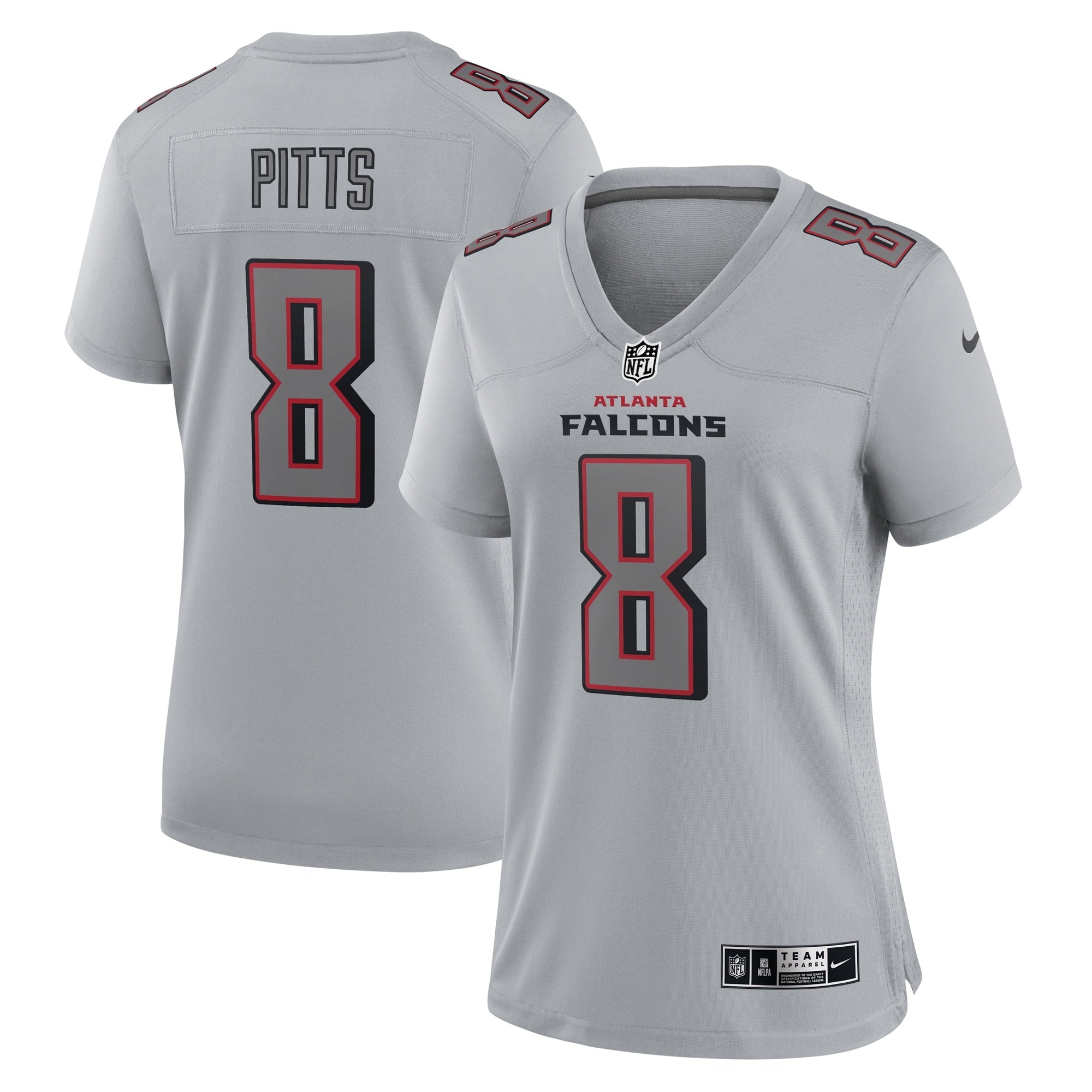 Women's Nike Kyle Pitts Gray Atlanta Falcons Atmosphere Fashion Game Jersey - vstockx