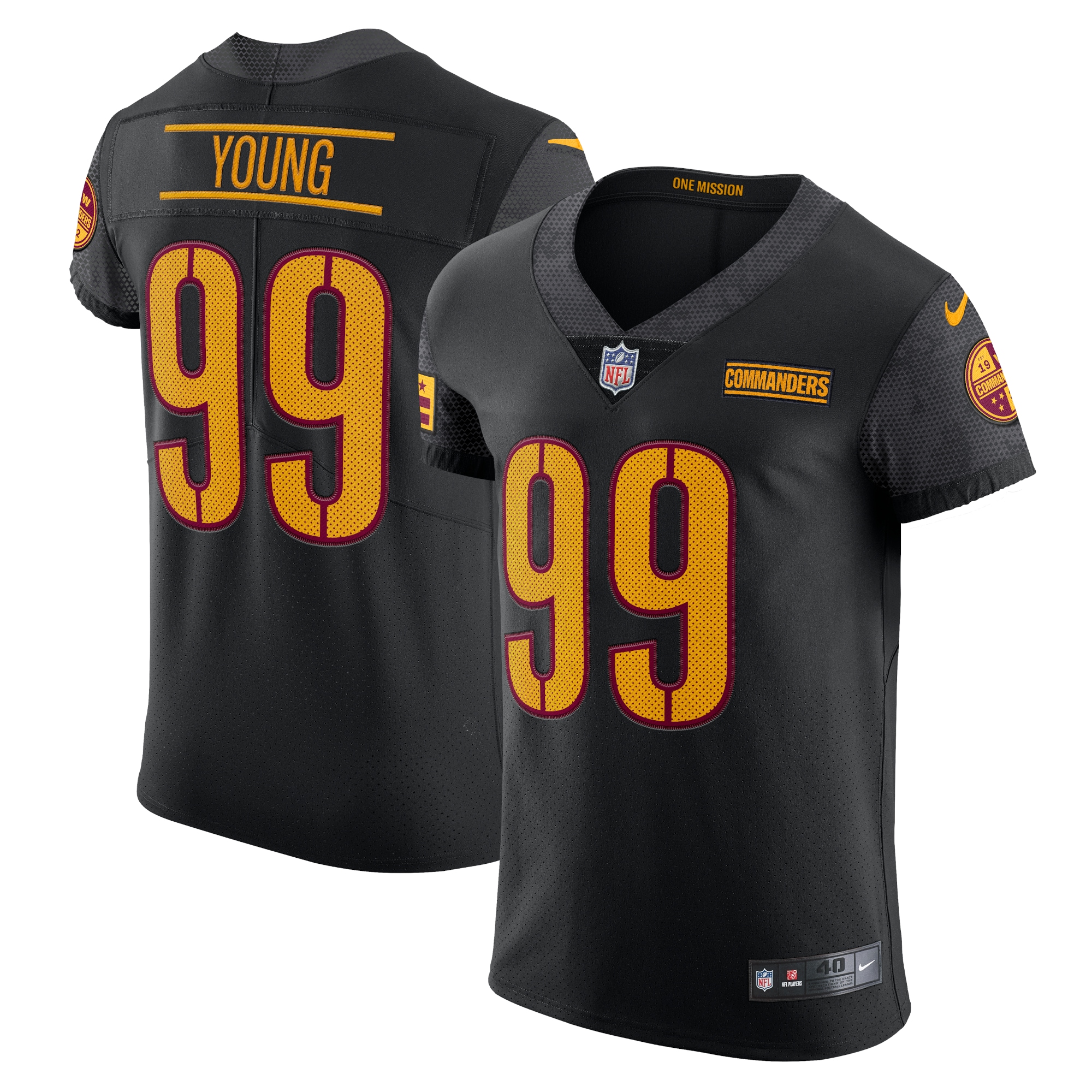 Chase Young Washington Commanders Nike Alternate Vapor Elite Jersey - Black - vstockx
