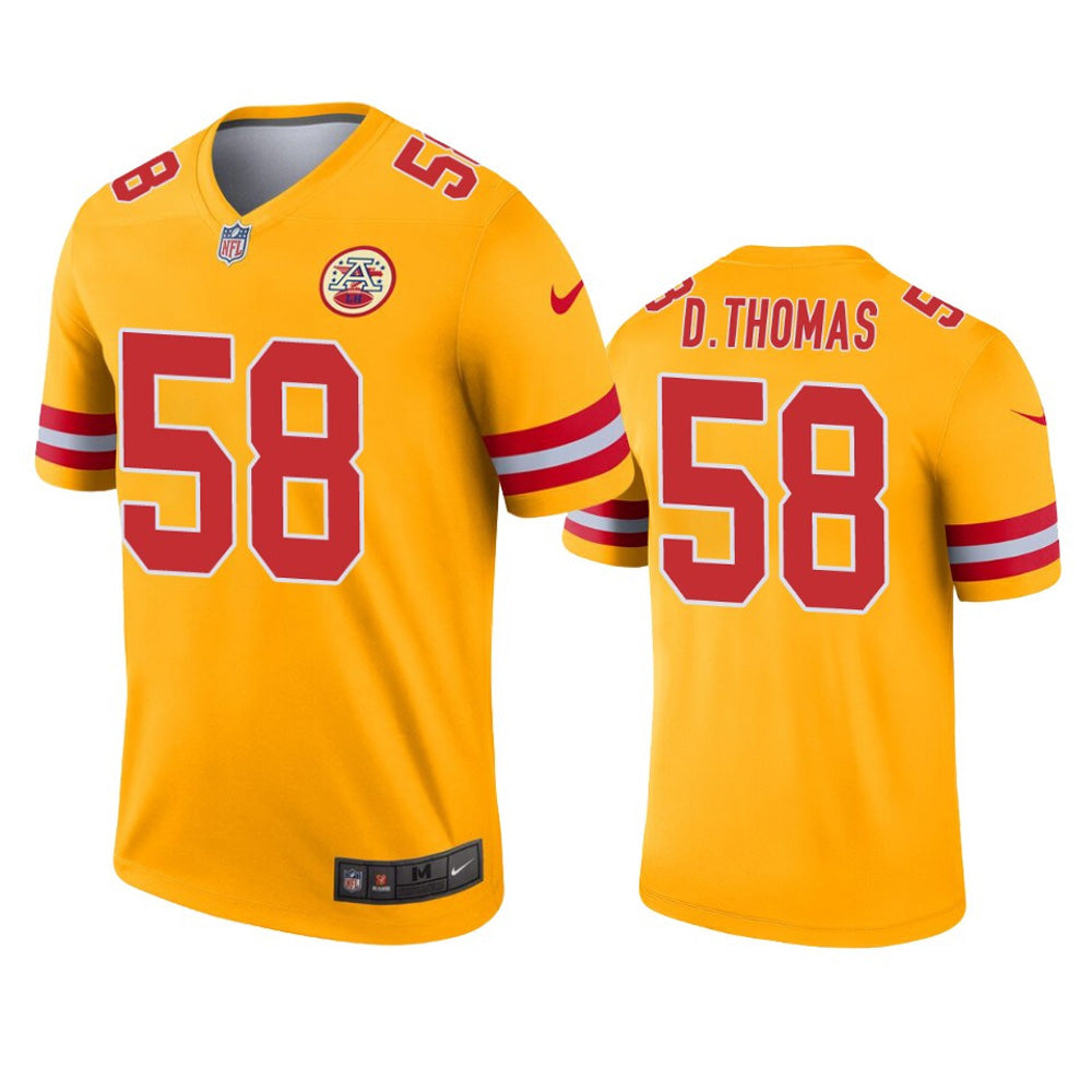 Youth Kansas City Chiefs Derrick Thomas Inverted Legend Jersey - Gold - vstockx