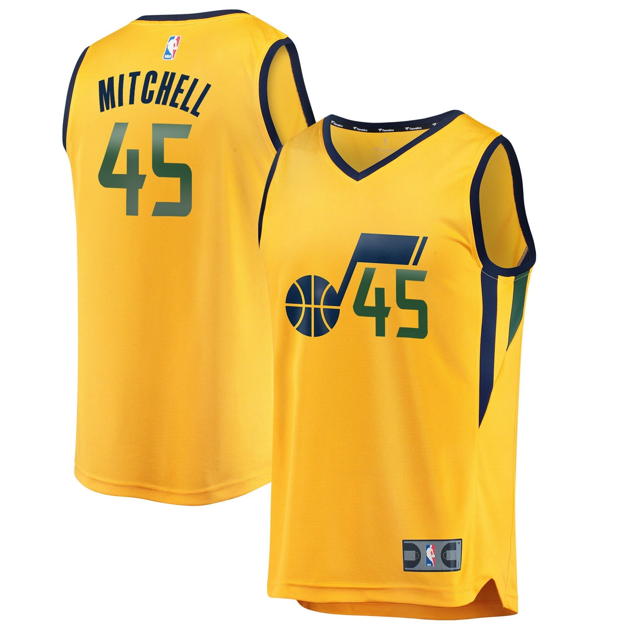 Men's Fanatics Branded Donovan Mitchell Gold Utah Jazz Fast Break Replica Jersey - Statement Edition - vstockx