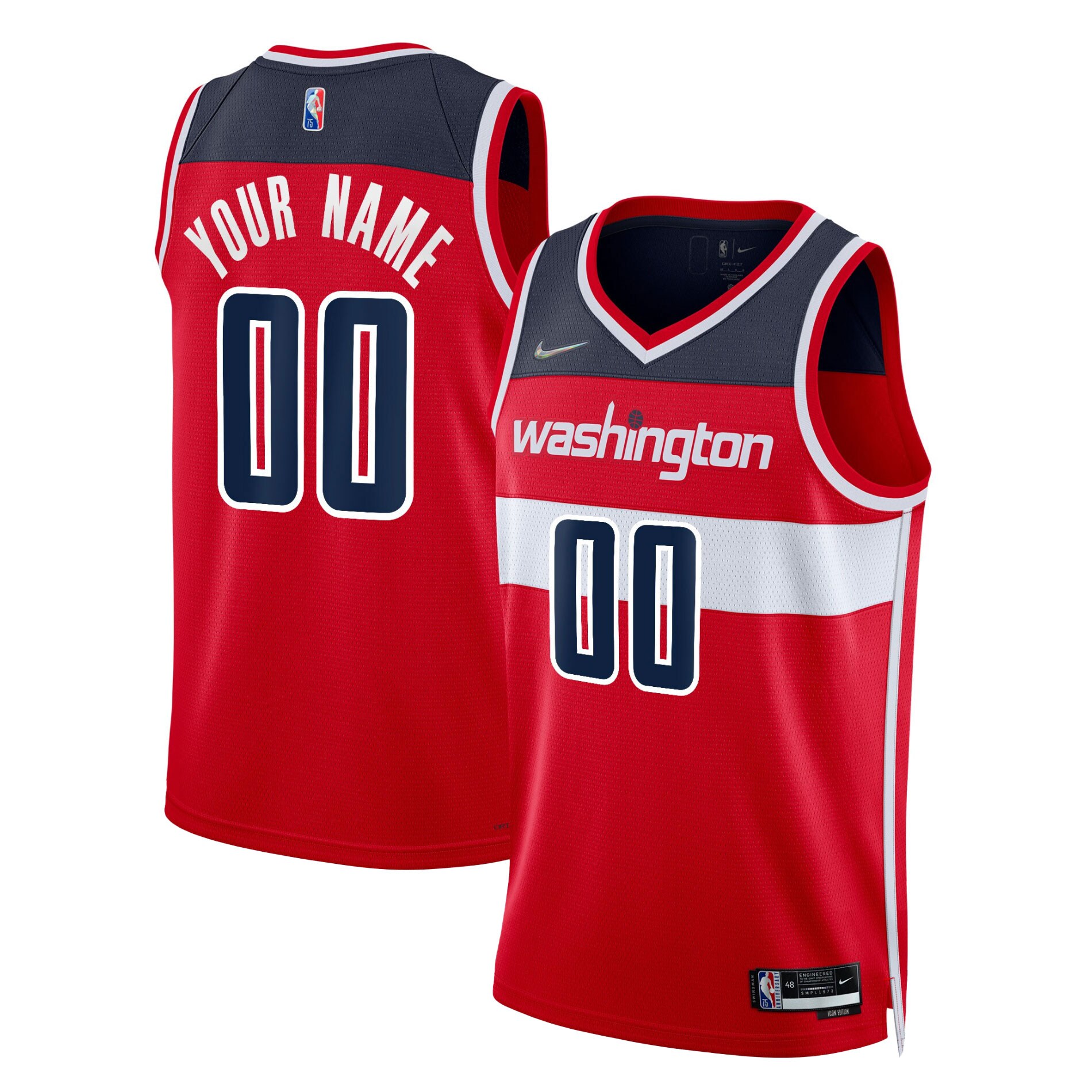 Washington Wizards Nike 2021/22 Diamond Swingman Custom Jersey - Icon Edition - Red - vstockx