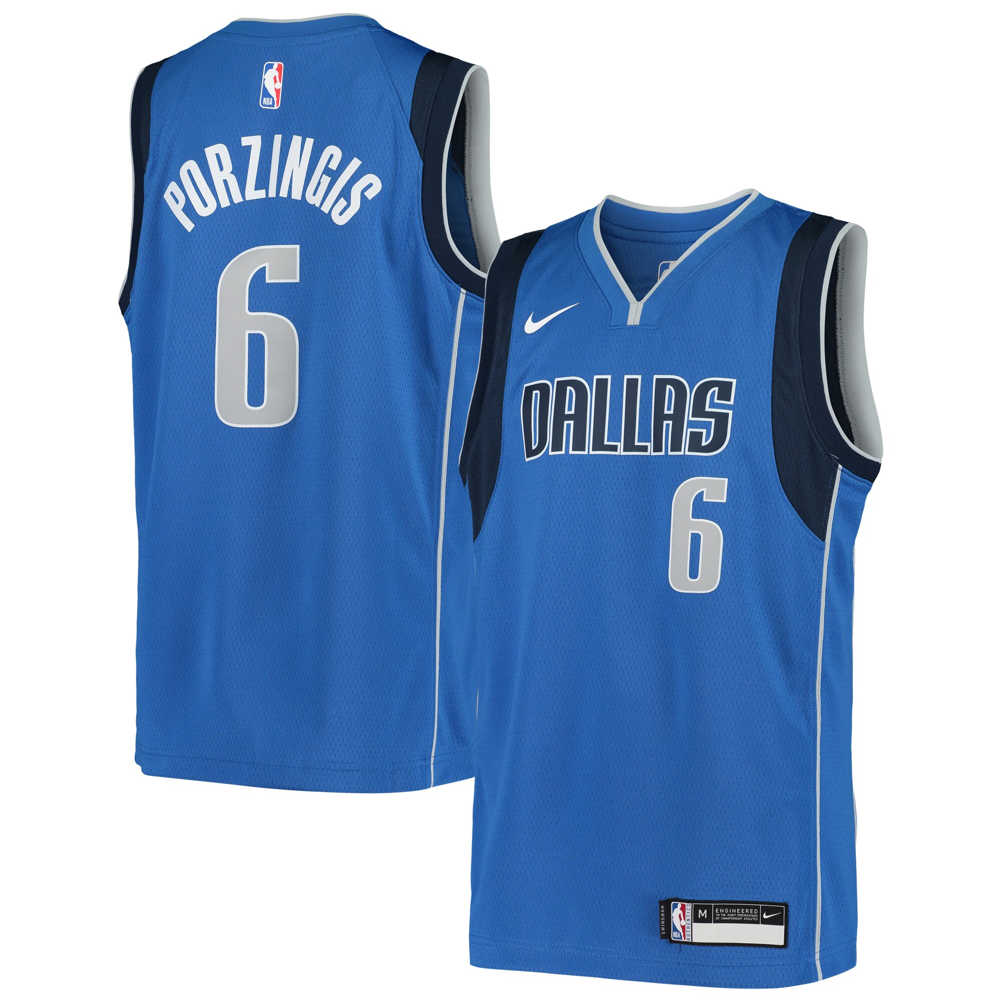 Kristaps Porzingis Dallas Mavericks Nike Youth 2020/21 Swingman Jersey - Icon Edition - Blue - vstockx
