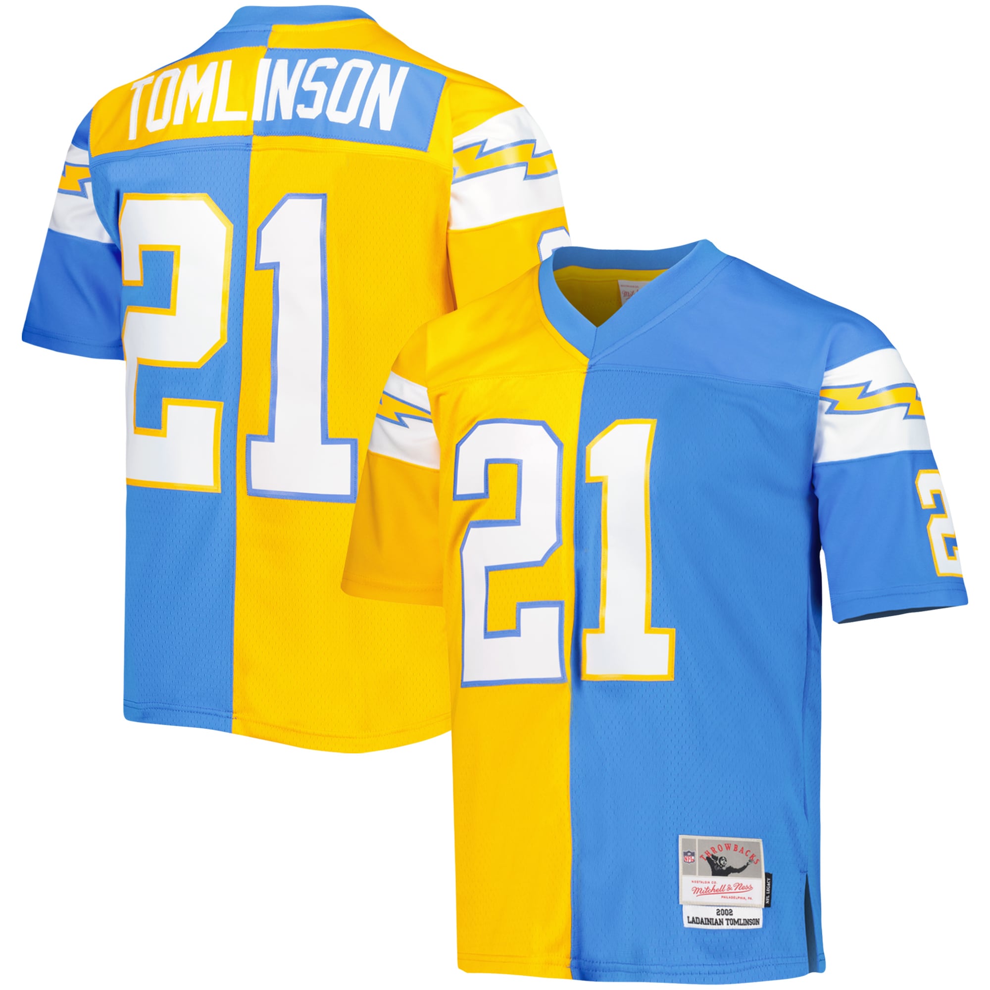 LaDainian Tomlinson Los Angeles Chargers Mitchell & Ness 2002 Split Legacy Replica Jersey - Powder Blue/Gold - vstockx
