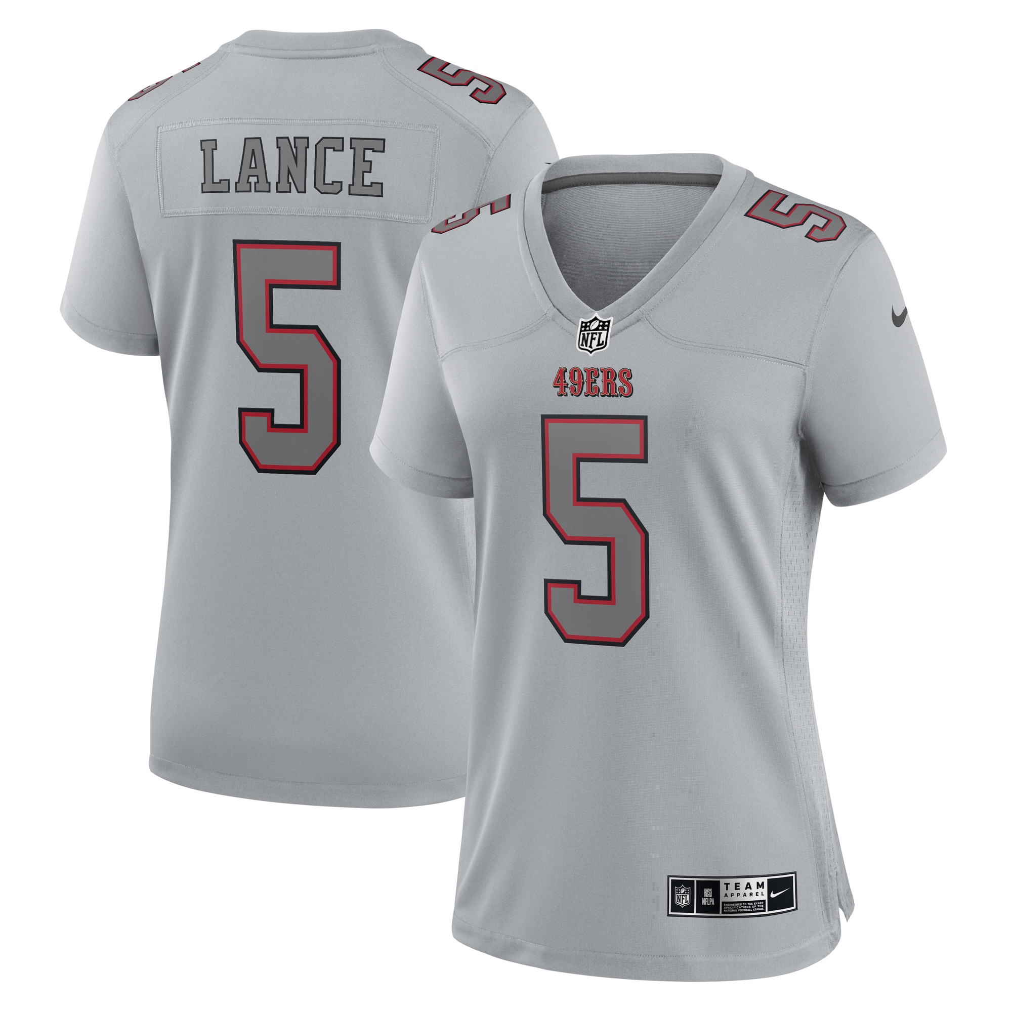 Trey Lance San Francisco 49ers Nike Women's Atmosphere Fashion Game Jersey - Gray - vstockx