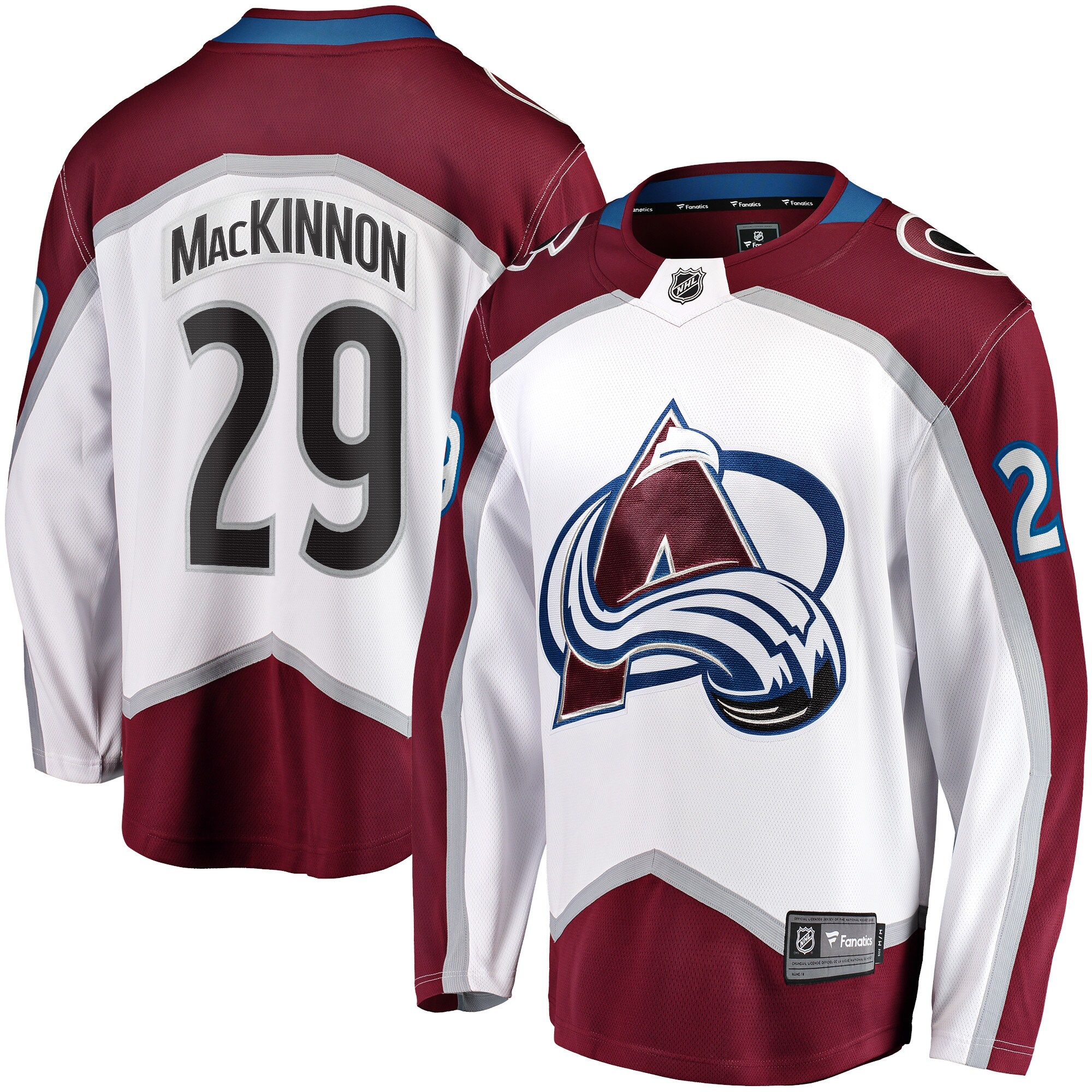 Nathan MacKinnon Colorado Avalanche Fanatics Branded Away Premier Breakaway Player Jersey - White - vstockx