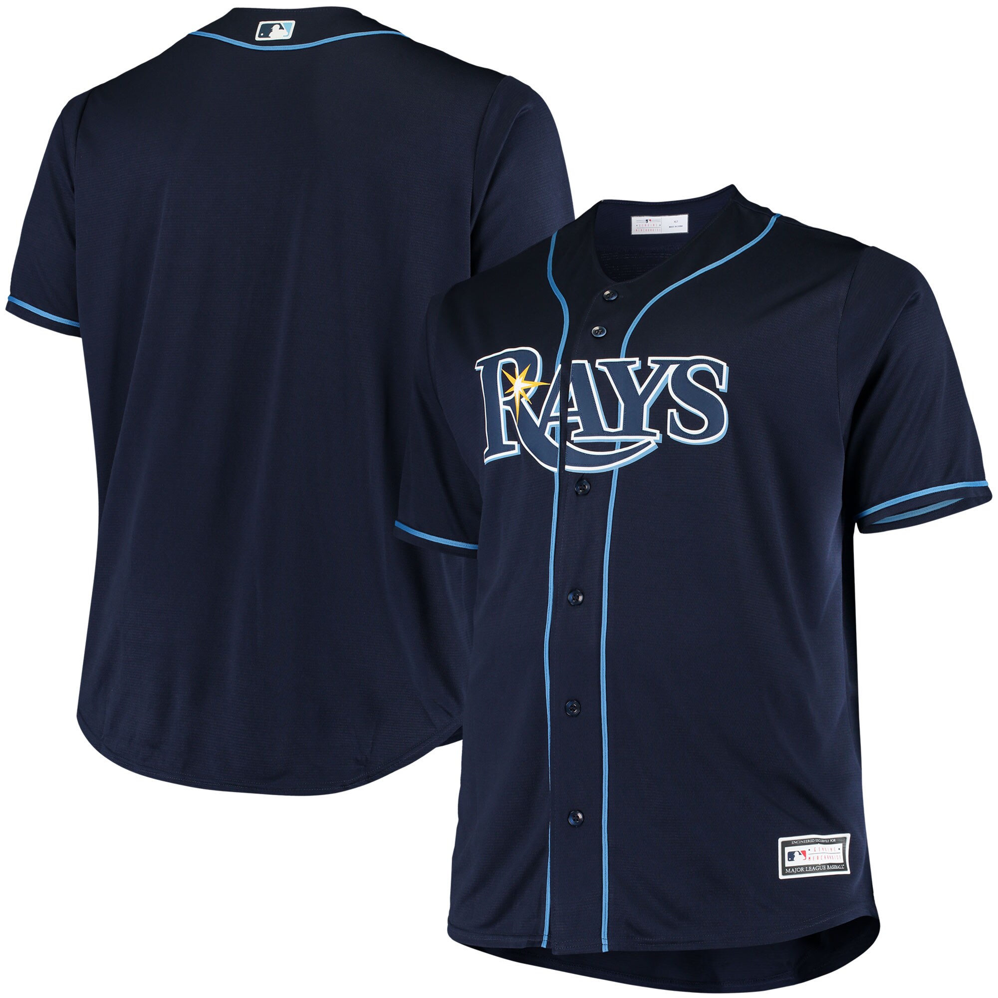 Tampa Bay Rays Big & Tall Replica Alternate Team Jersey - Navy - vstockx
