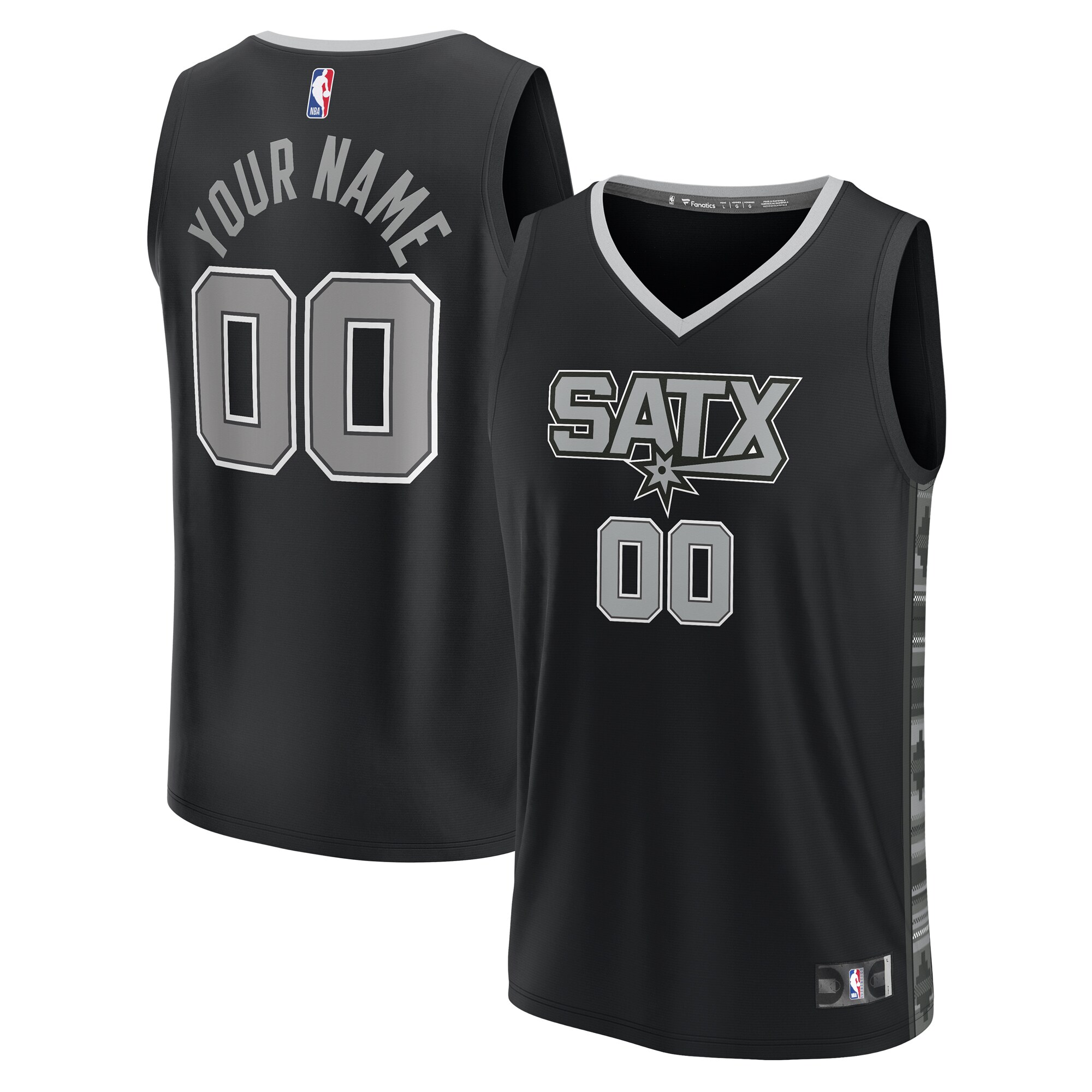San Antonio Spurs Fanatics Branded Youth Fast Break Replica Custom Jersey - Statement Edition - Black - vstockx