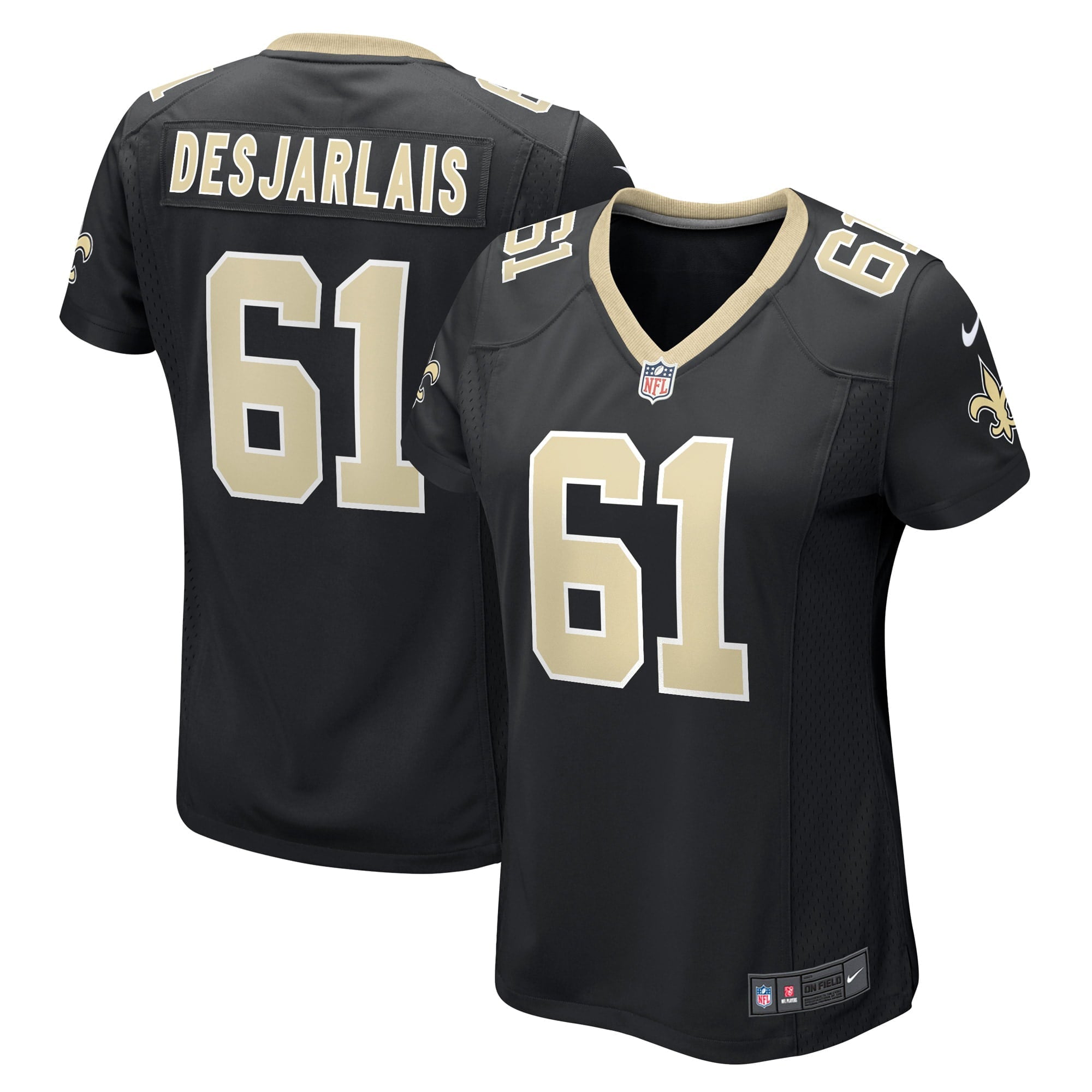 Women's Nike Drew Desjarlais Black New Orleans Saints Game Player Jersey - vstockx