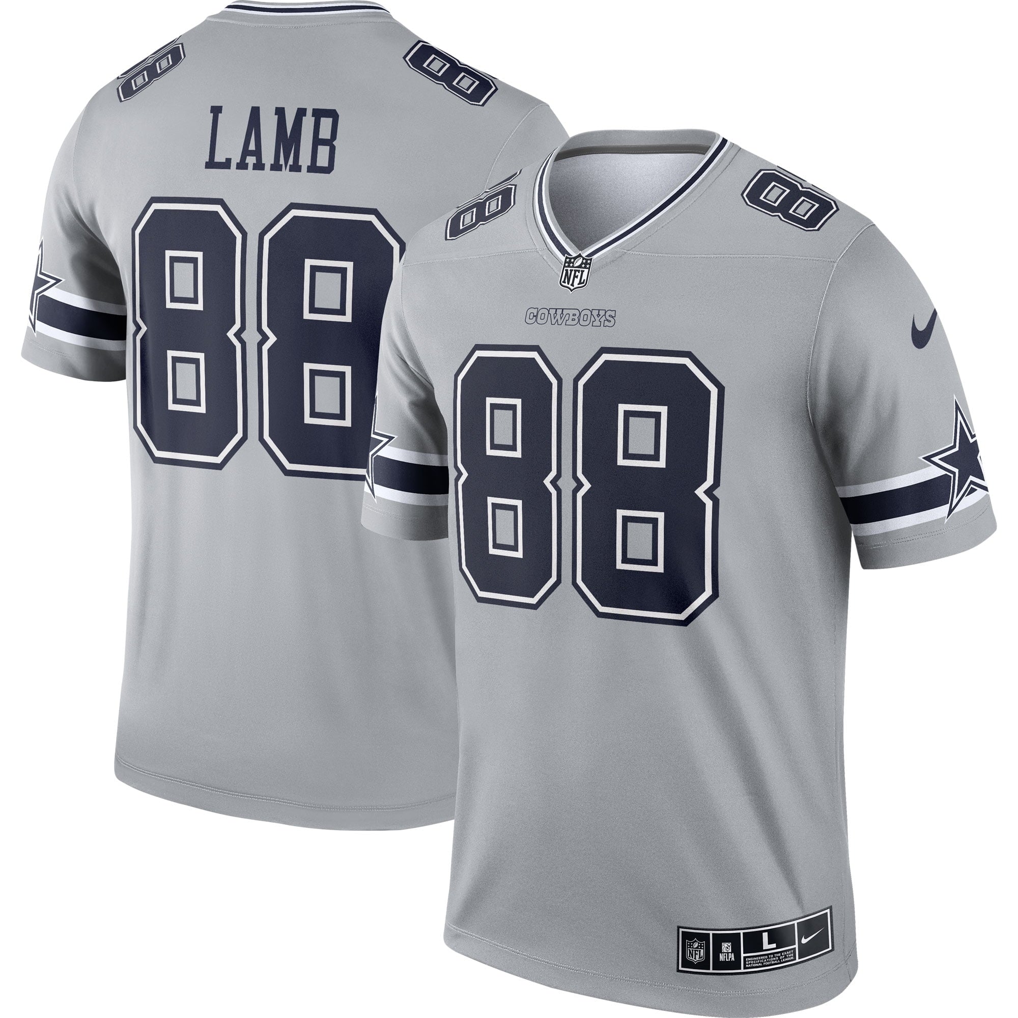 Men's Nike CeeDee Lamb Gray Dallas Cowboys Inverted Legend Jersey - vstockx