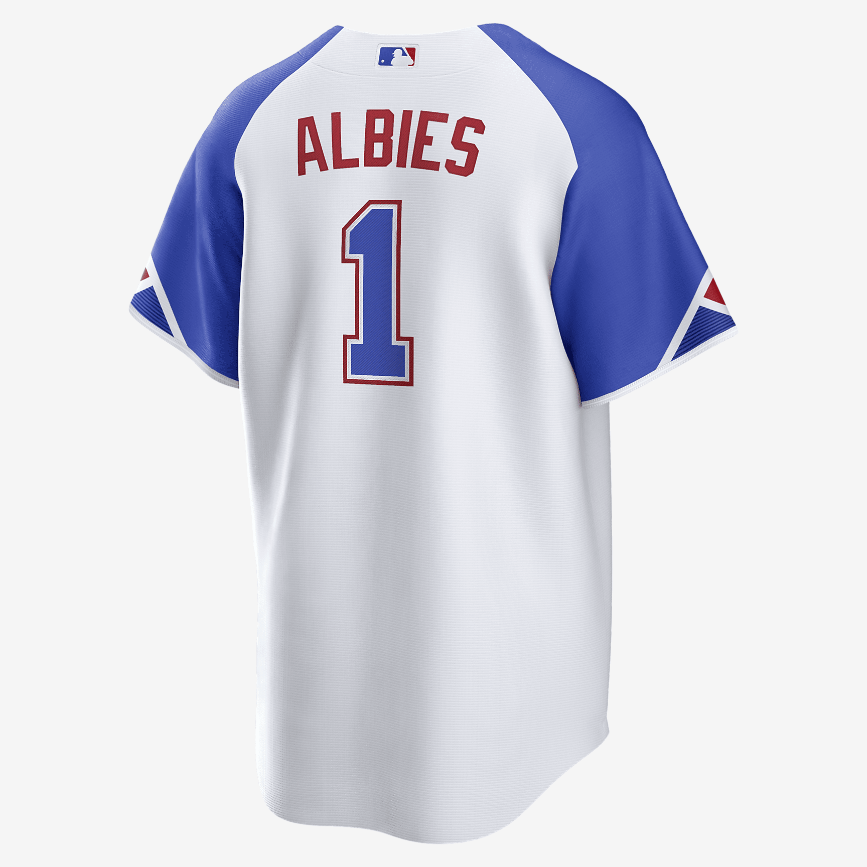 MLB Atlanta Braves City Connect (Ozzie Albies) Men's Replica Baseball Jersey - White/Royal Blue - vstockx