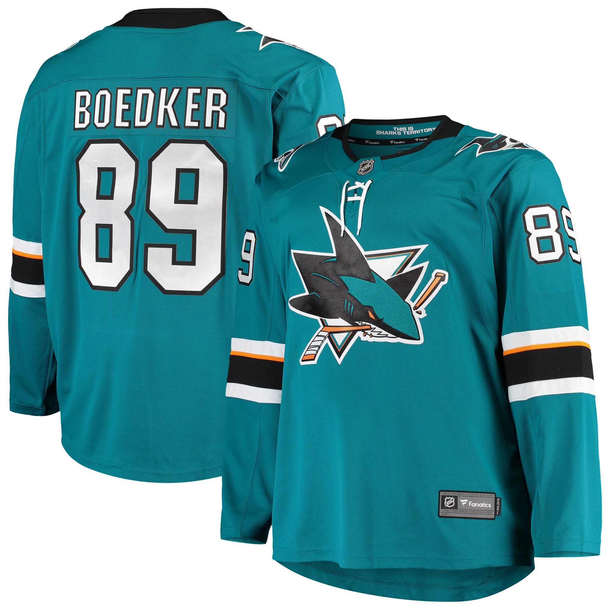 Mikkel Boedker San Jose Sharks Fanatics Branded Breakaway Home Player Jersey - Teal - vstockx