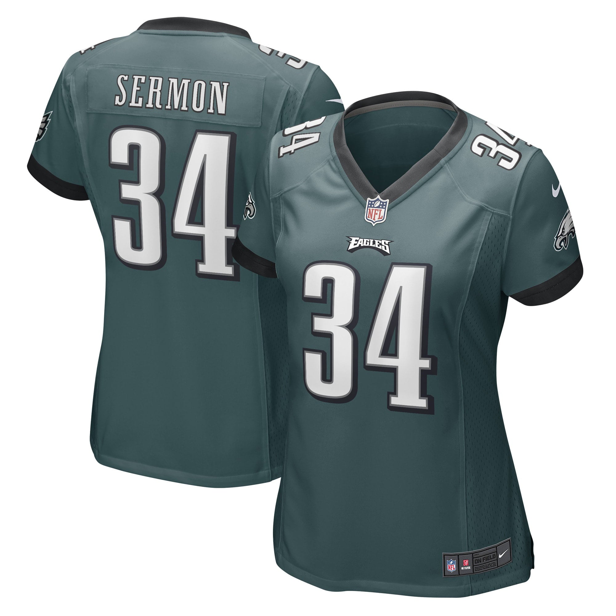 Women's Nike Trey Sermon Midnight Green Philadelphia Eagles Game Player Jersey - vstockx