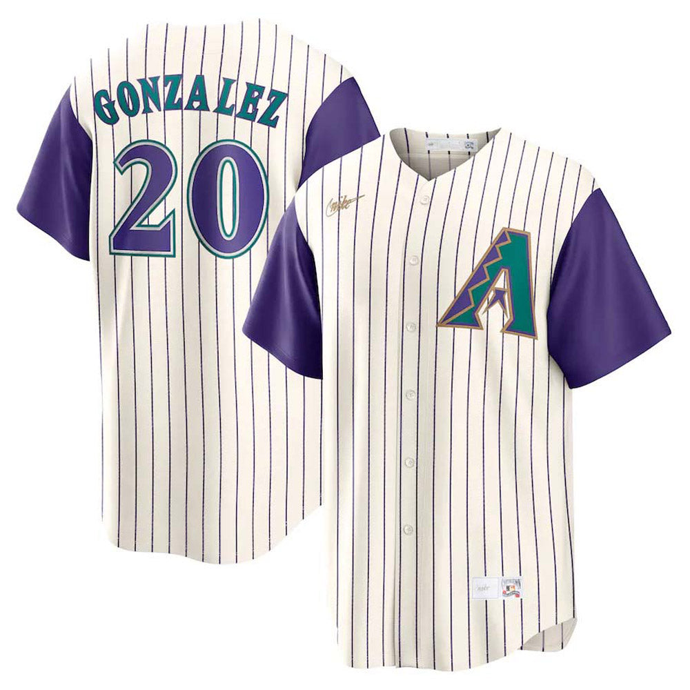 Men's Arizona Diamondbacks Luis Gonzalez Cooperstown Collection Jersey - Cream/Purple - vstockx