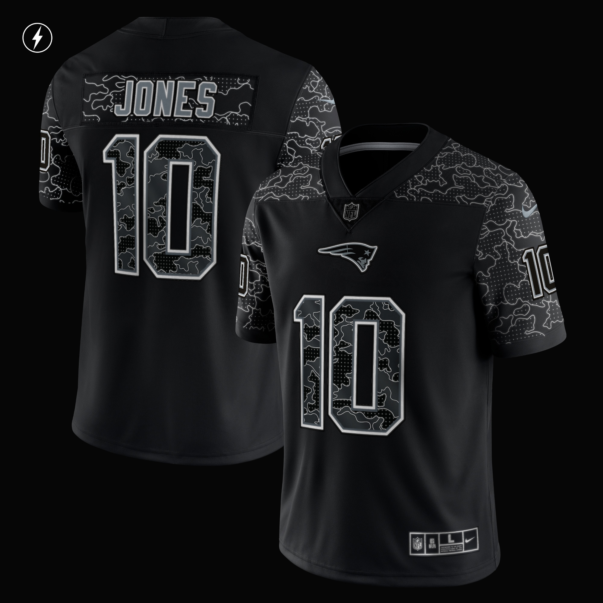 Mac Jones New England Patriots Nike RFLCTV Limited Jersey - Black - vstockx