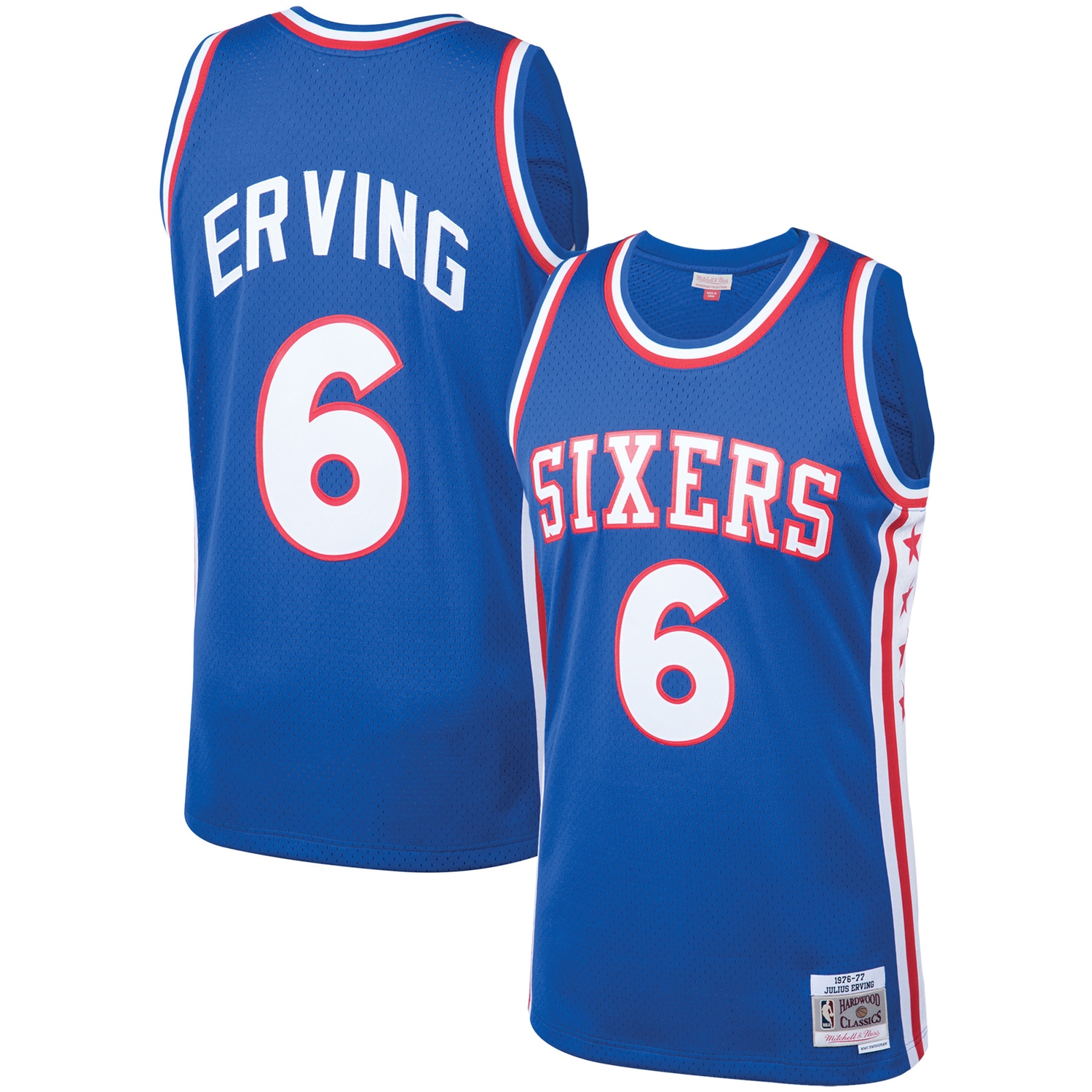 Julius Erving Philadelphia 76ers Mitchell & Ness Hardwood Classics Swingman Jersey - Royal - vstockx
