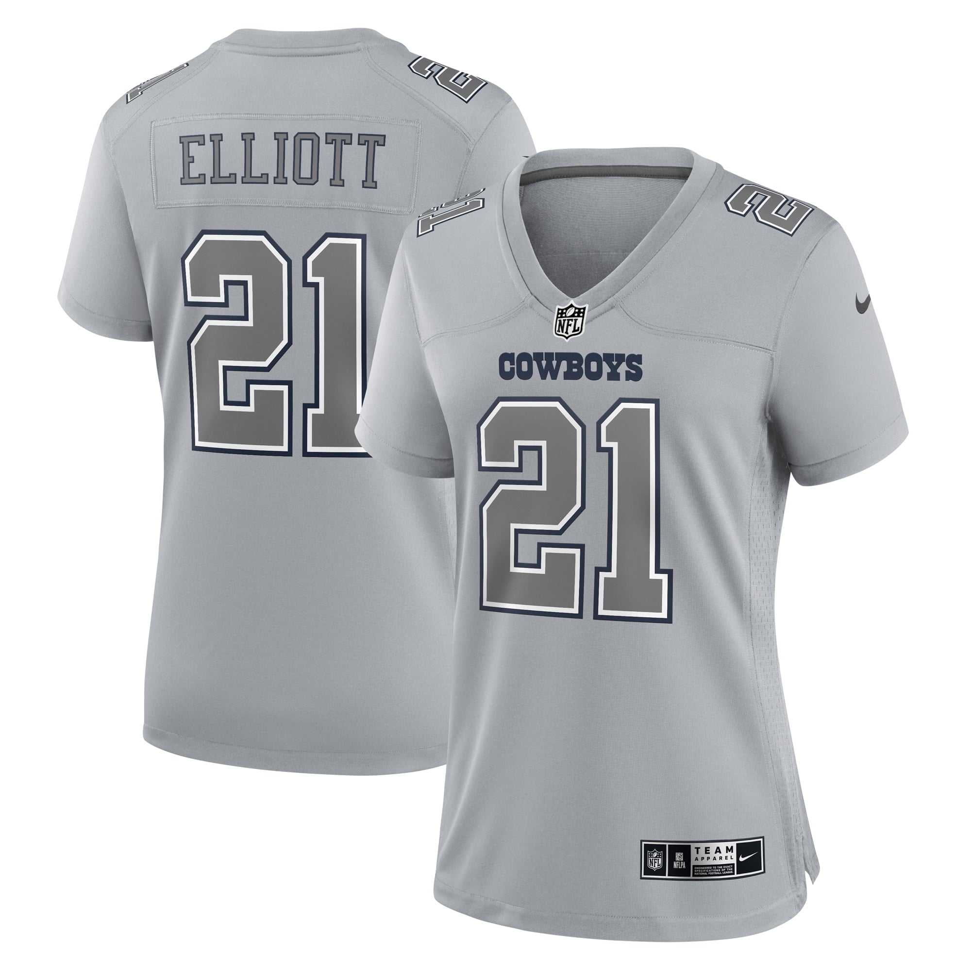 Women's Nike Ezekiel Elliott Gray Dallas Cowboys Atmosphere Fashion Game Jersey - vstockx