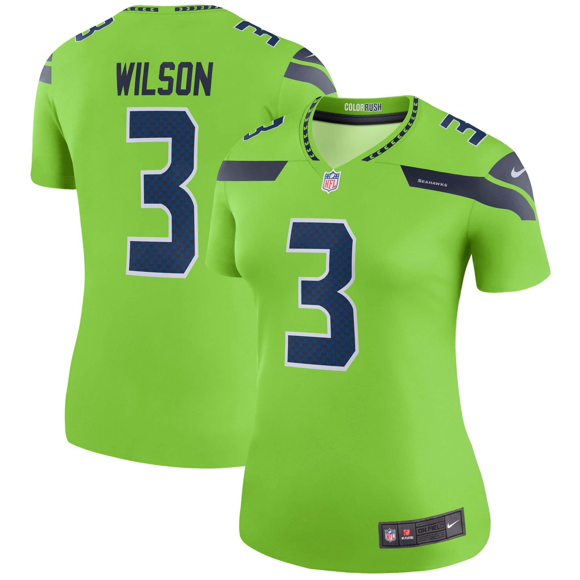 Russell Wilson Seattle Seahawks Nike Women's Color Rush Legend Jersey - Neon Green - vstockx